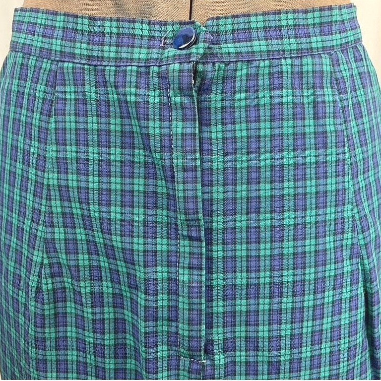 Vintage 60s Womens (S) Tartan Plaid Pencil Skirt Pockets GURIAN Midi Rockabilly