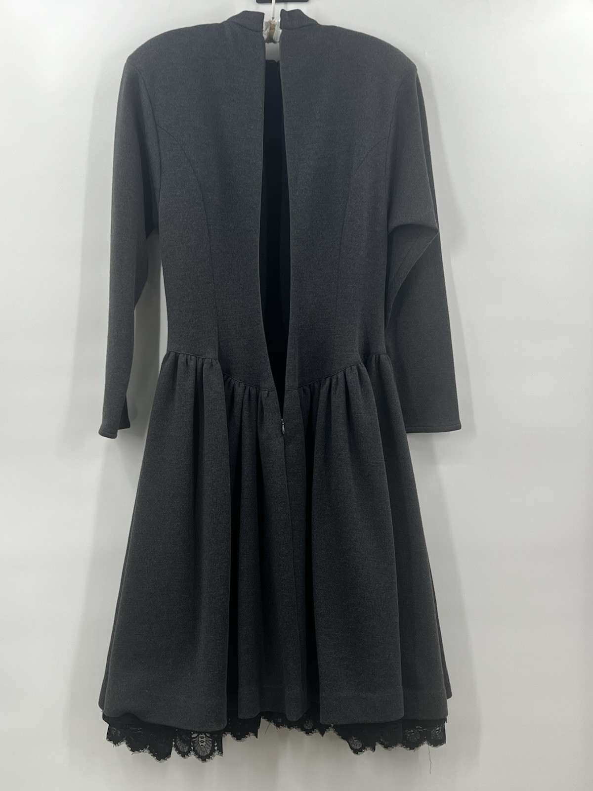 VTG 70’s Geoffrey Beene Gallant Old Money Sz 4 XS Gray Dress Lace Party