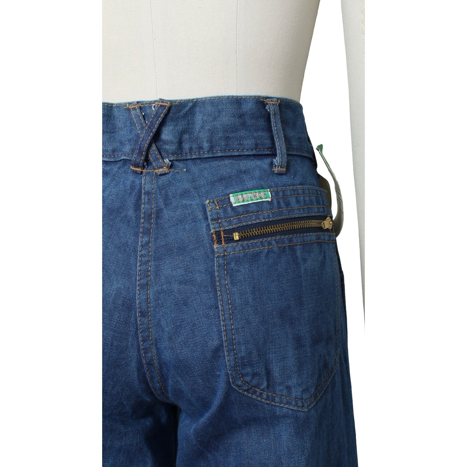 Vintage 1970s Bell Bottoms 70s Deadstock NWT High Rise Flares Blue Denim Jeans