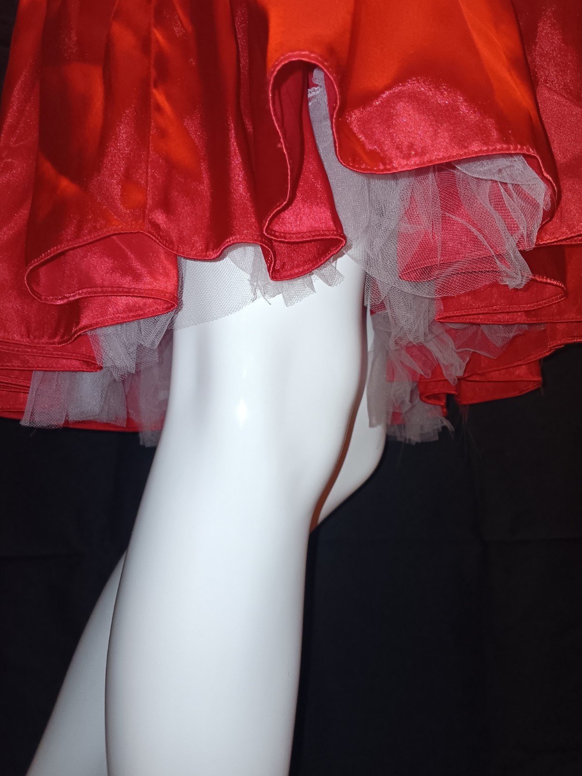 VTG Jessica McClintock Gunne Sax Red Satin Dress Moulin Rouge 1990s Prom Ruffled