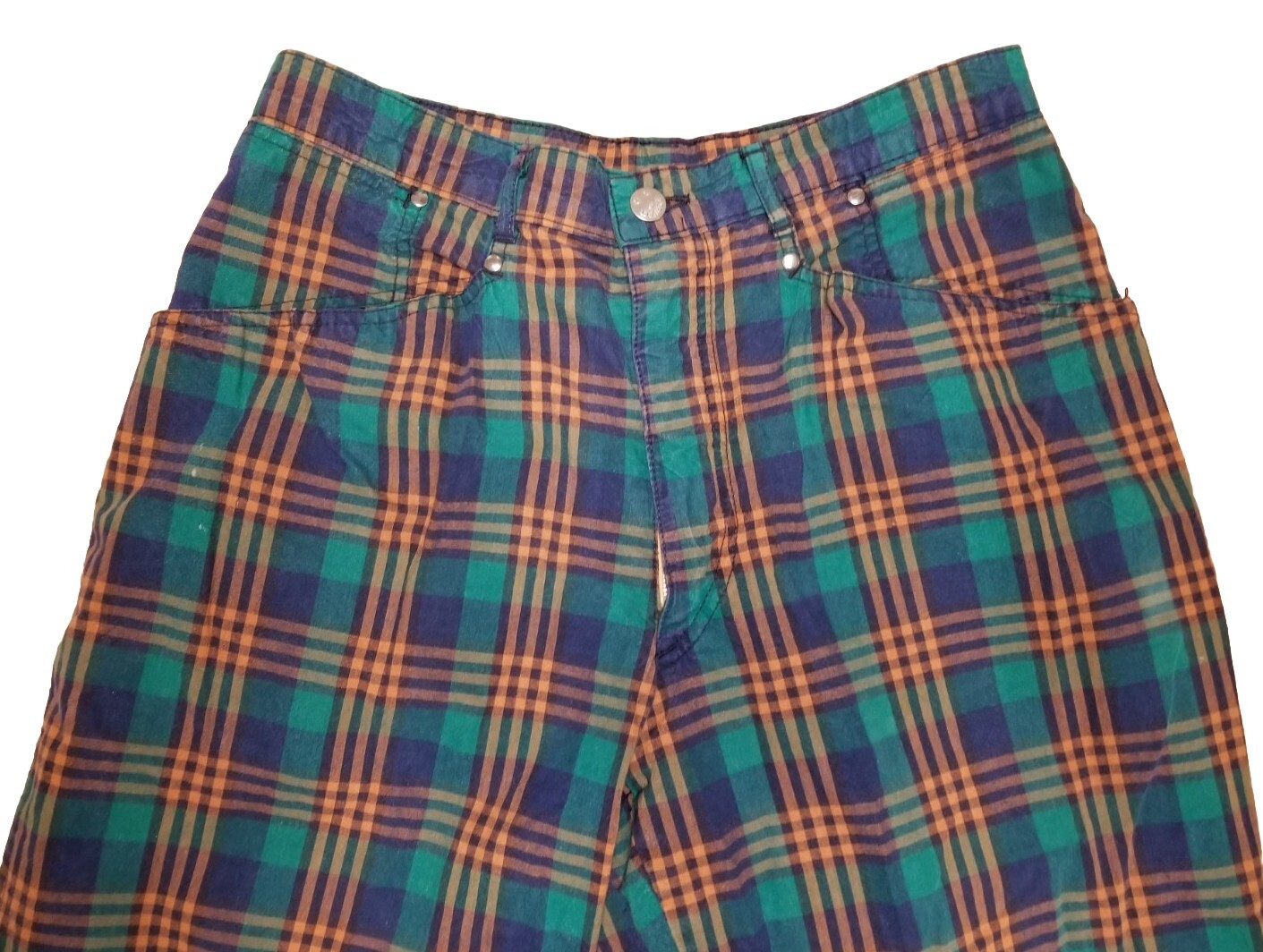 RARE Vtg 80s FIORUCCI Plaid Pants US 30-31 Punk Designer Italy Retro Grunge 70s