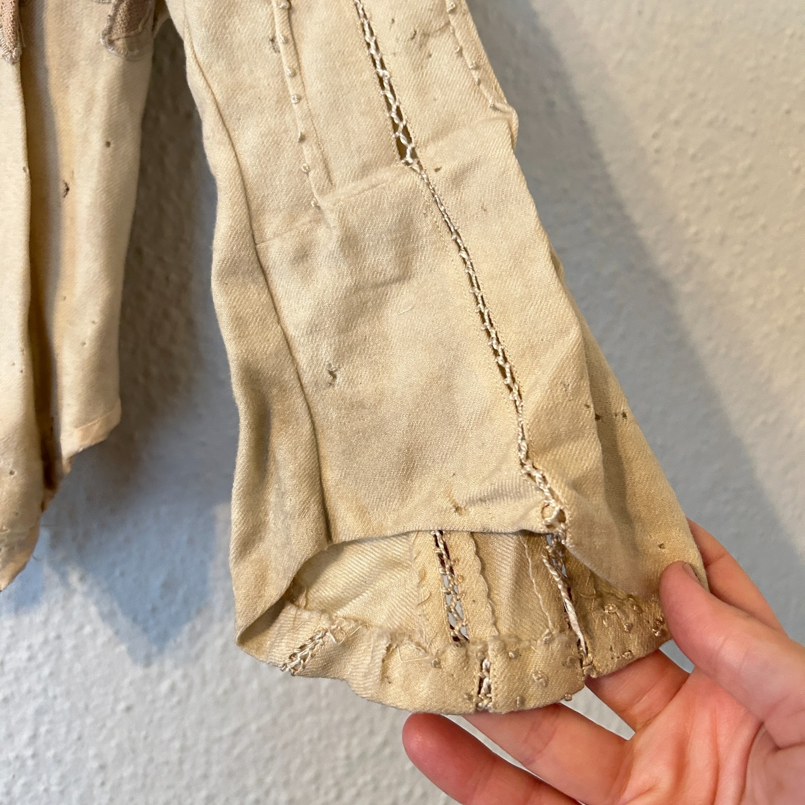 Antique 1800s Victorian Corseted Bodice Blouse Lace Display Study Fragile AS IS