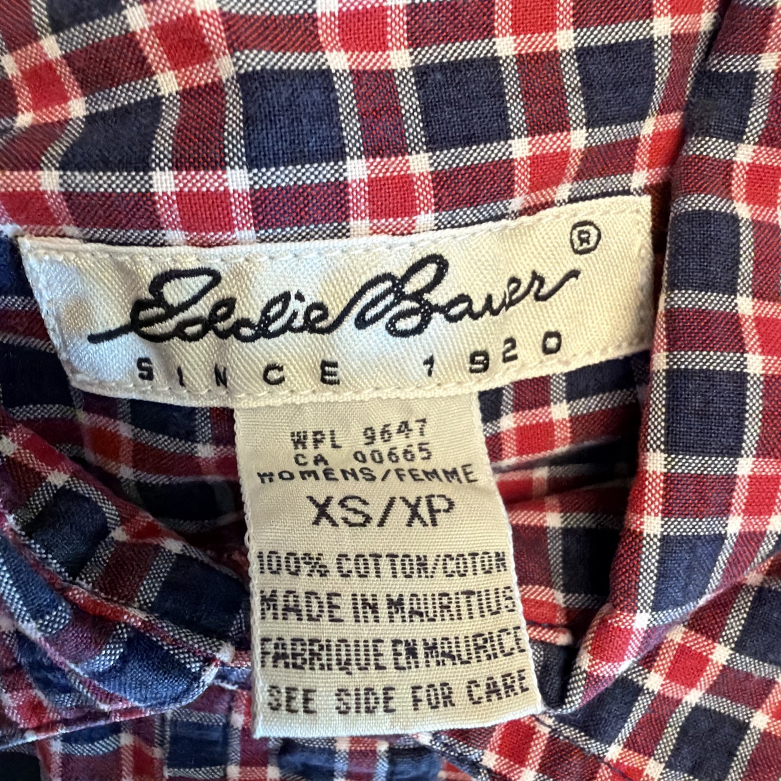 Vintage Women’s Eddie Bauer Button Plaid Shirts- Red White & Blue XS/XP Lot Of 2