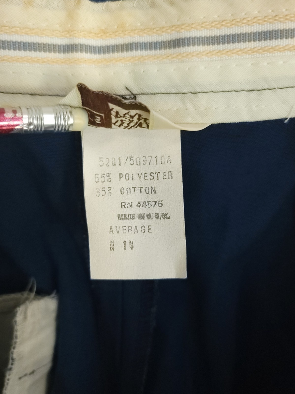 Vtg Sears Classic Pants Women’s 14 Navy Blue The Fashion Place Distressed USA