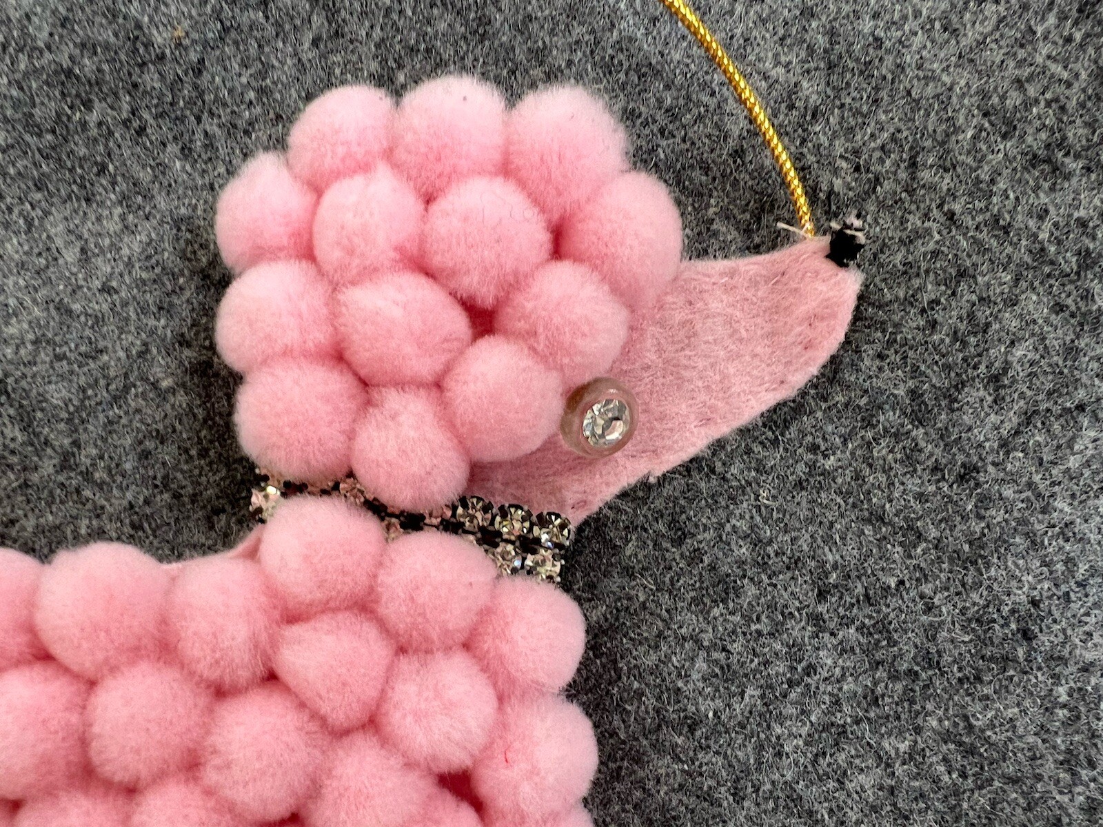 VTG 1950’s Felt Gray Pink Jewel Popcorn Poodle Dog Crinoline 360 Skirt EXCELLENT