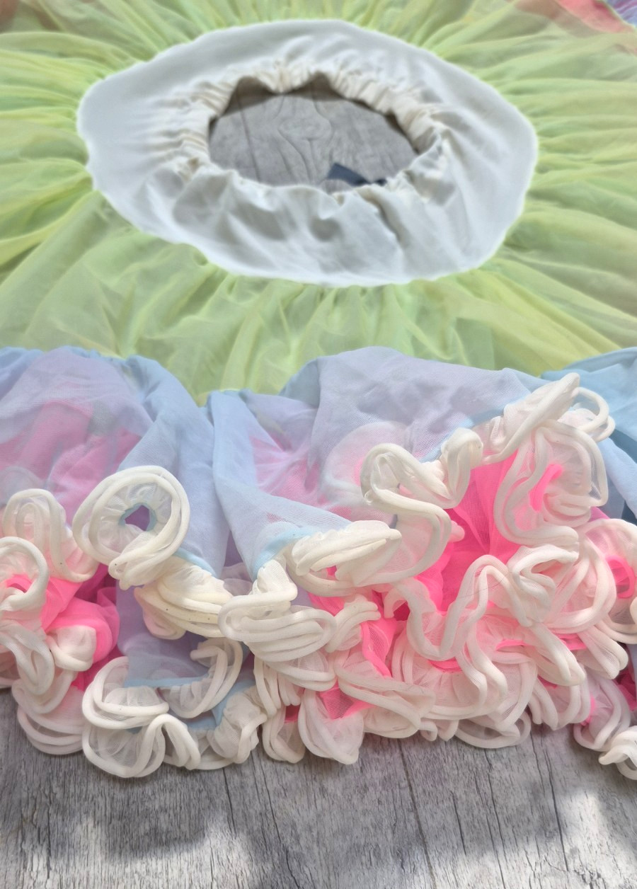 Vintage NEON Pink Blue Yellow Green Petticoat One Size Fits All Nylon
