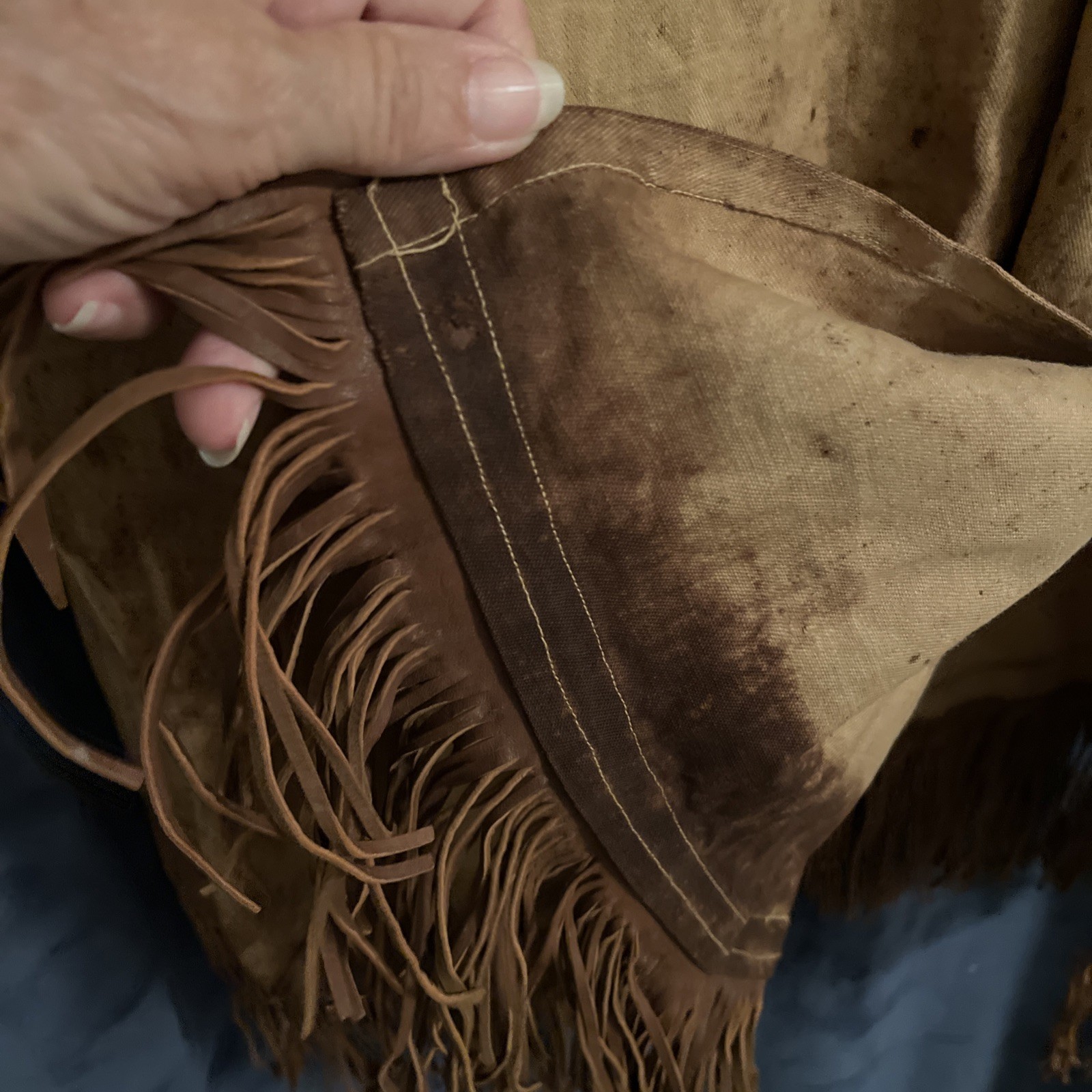 Vintage Women’s Indian Dress. Leather Fringe And Beading
