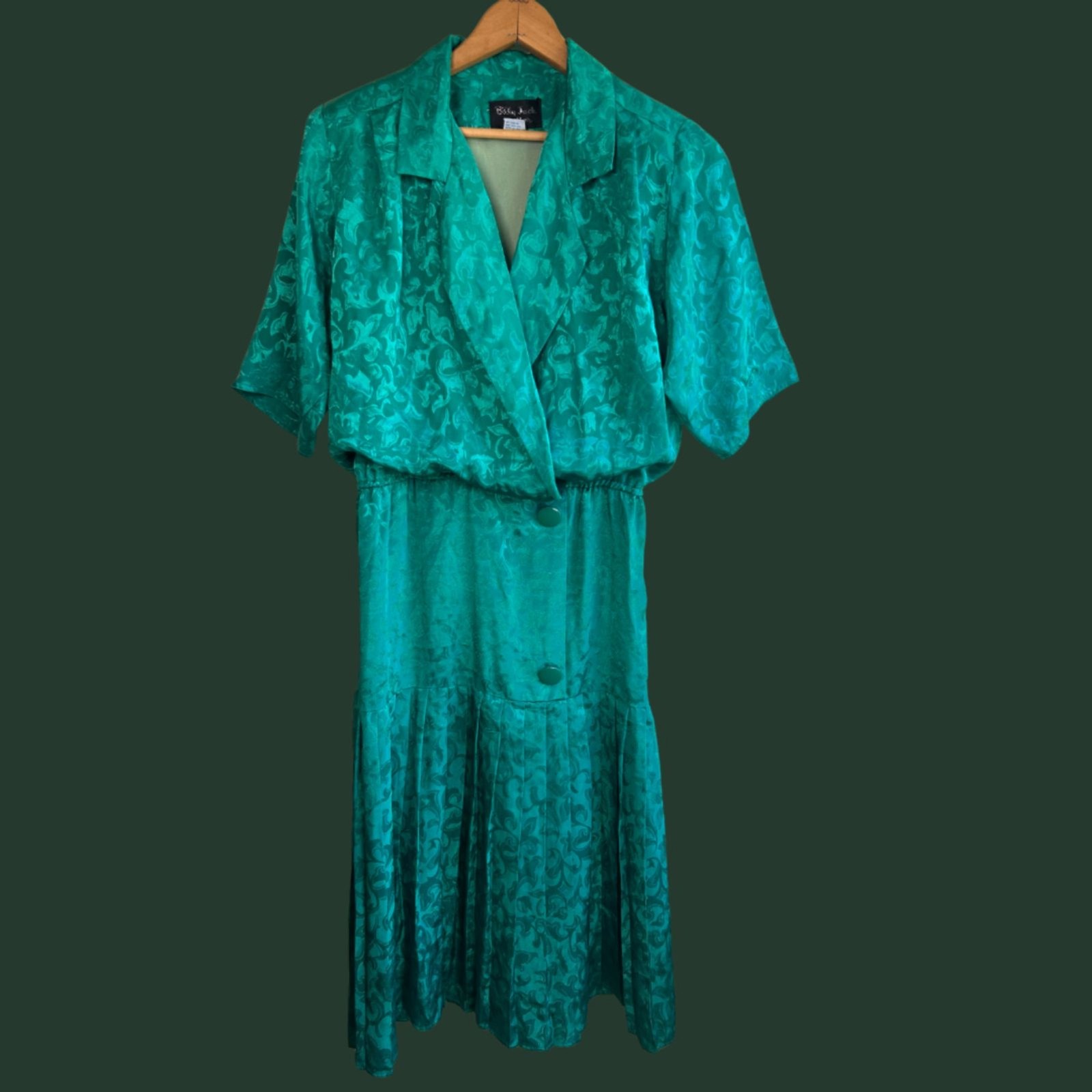 Vintage 70s Billy Jack for Her Embossed Lined Satin Dress