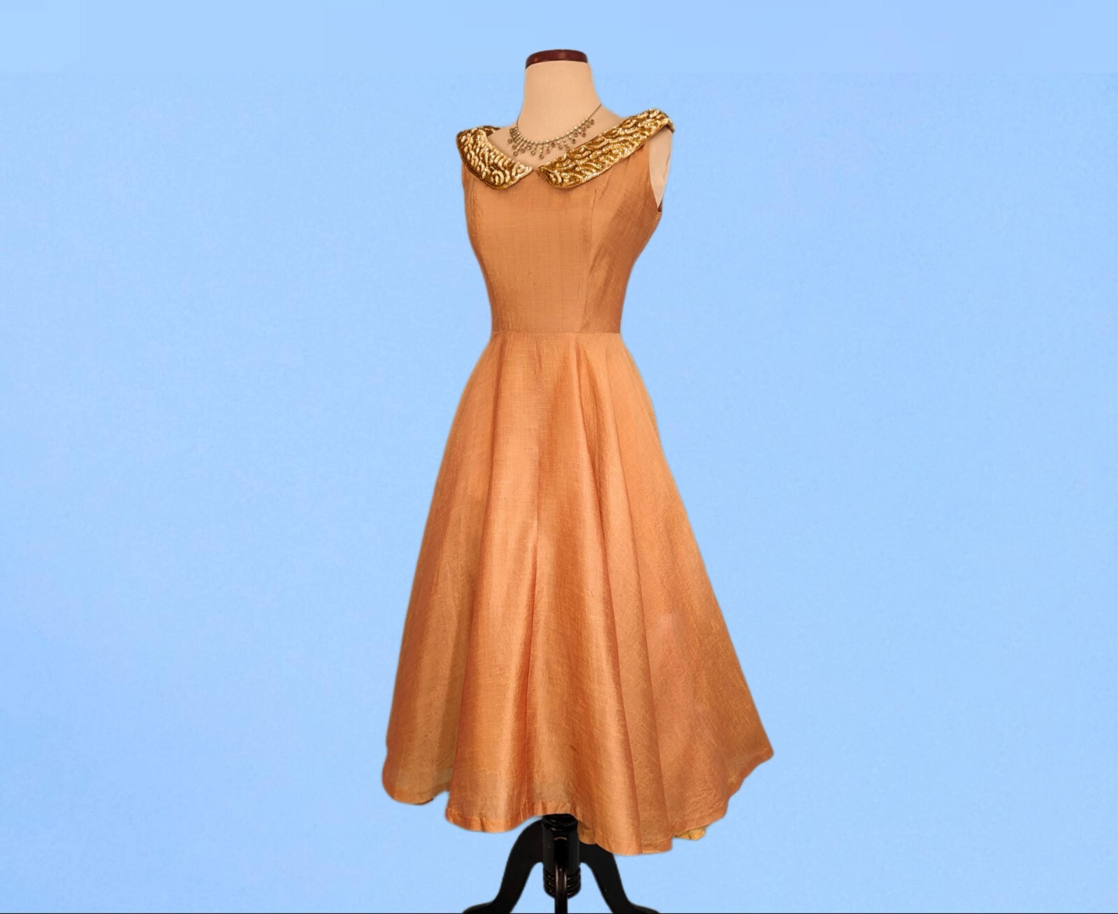 Vintage 1950s Iridescent Party Dress, 50s Full Skirt Evening Gown Prom Dress