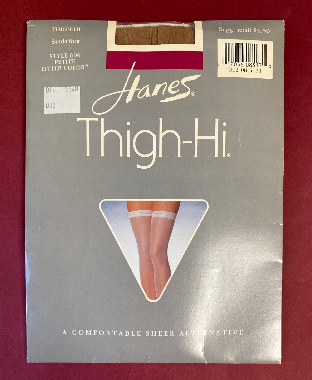Vtg HANES Thigh-Hi Nylon Stockings Small Petite Sandalfoot Beige LITTLE COLOR