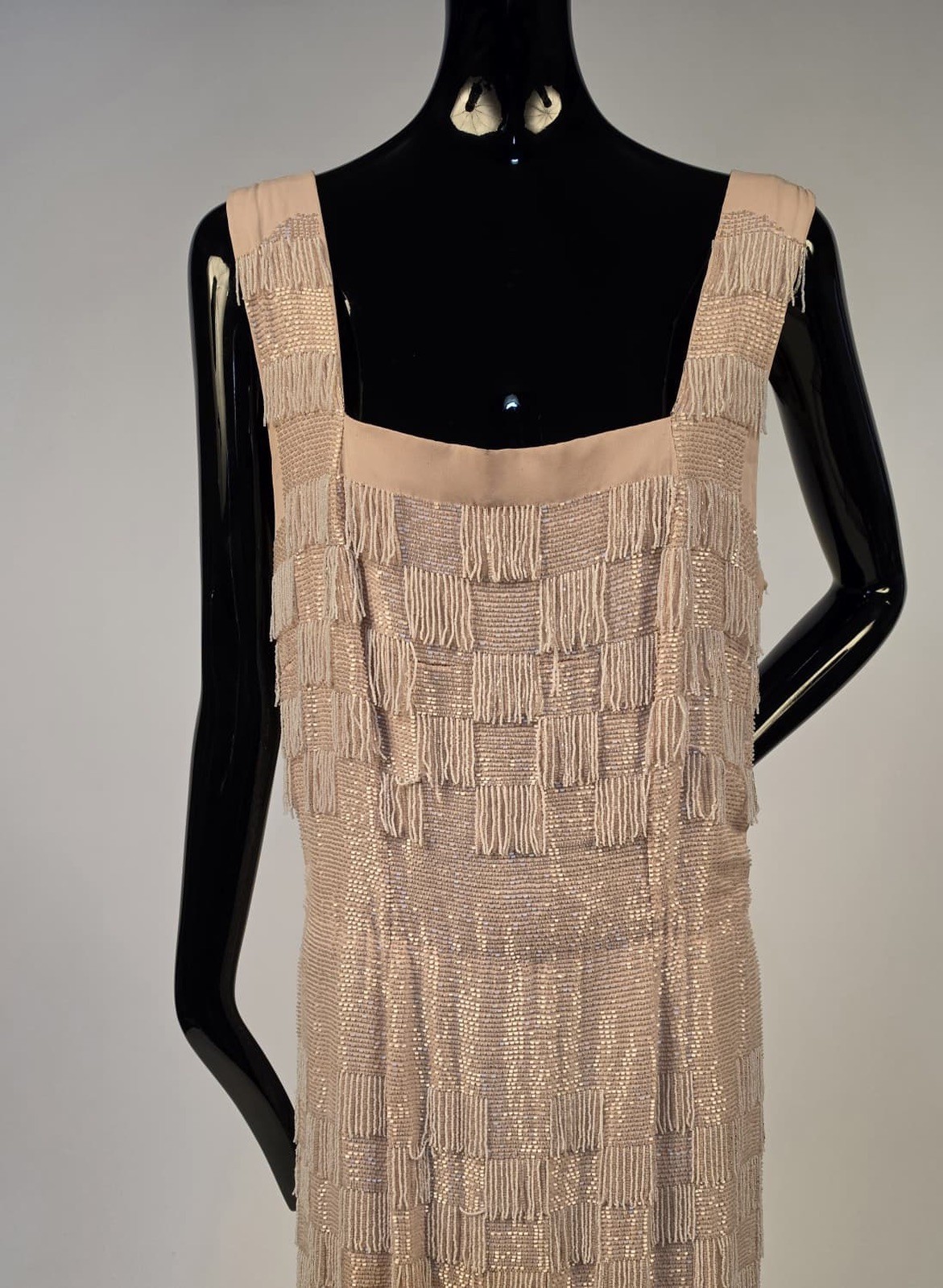 VINTAGE COUTURE UNLABELED JEAN DESSES 1956 CHECK PATTERN BEADED SILK DRESS