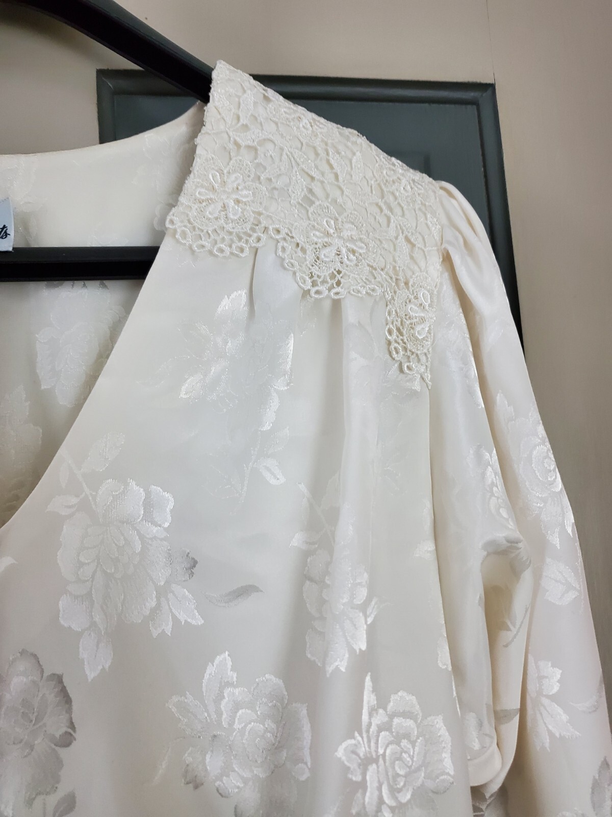 John Roberts Vintage 1980’s Brocade Satin Lace Style Dress Size 12