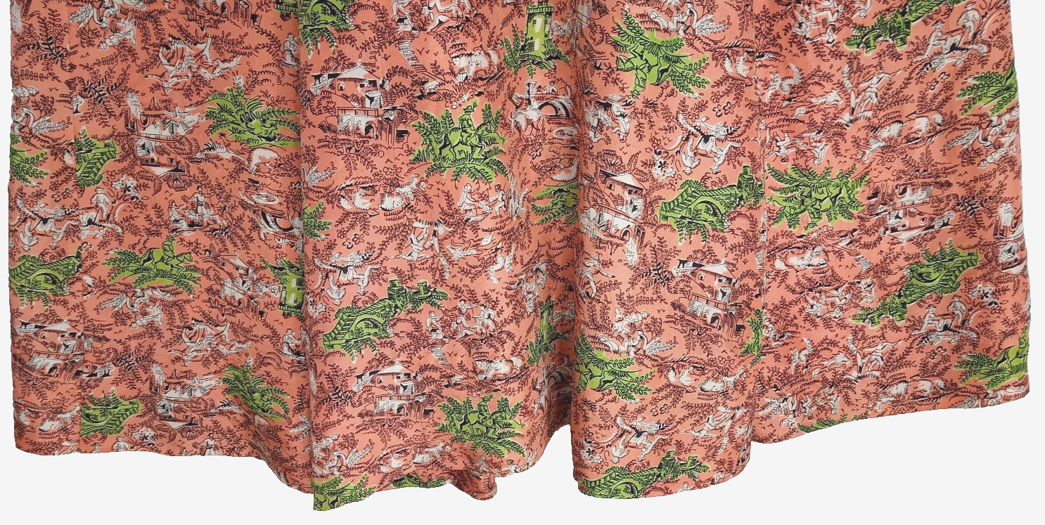 Vintage Handmade Tea Dress 0 XXS Orange Midi Fit & Flare COTTAGECORE ROCKABILLY