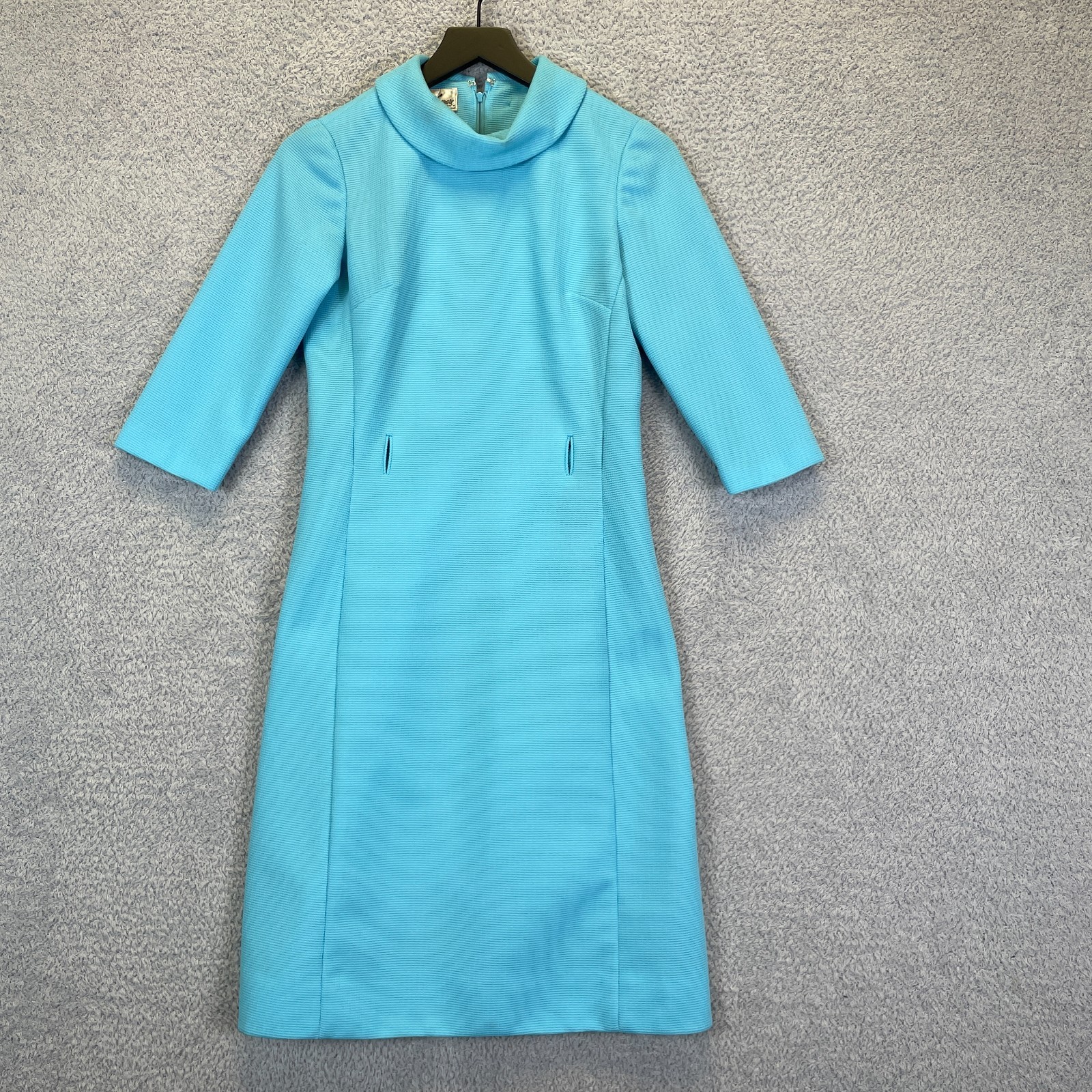 Vintage 60s 70s Stoner Square Nelly Don Mod Knit Shift Dress Talon Zip Small