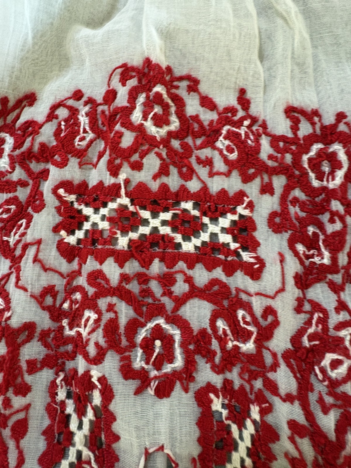 Authentic Antique 1930s 40s Yugoslavian Hand Embroidered Hand Smocked Blouse S-M