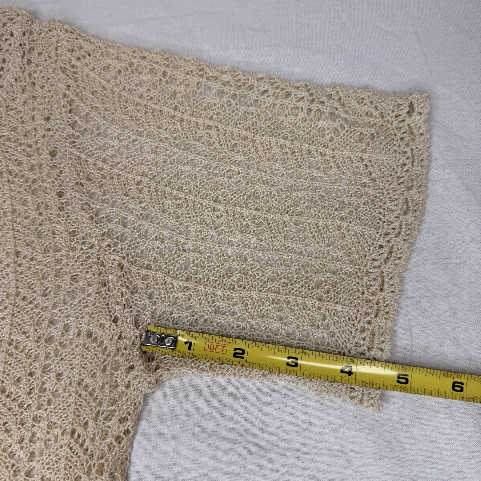 Vintage Handmade Crochet Cardigan Cream Cottagecore Fairycore Lace Top