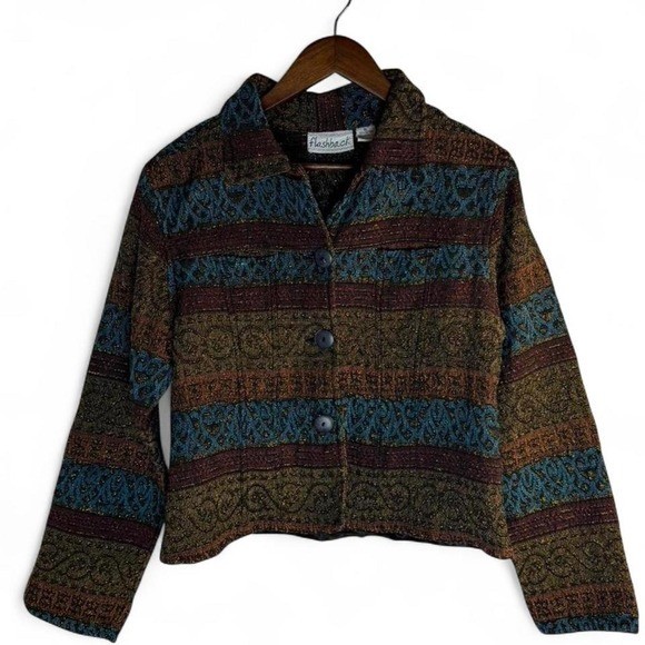 Vintage Flashback cropped tapestry jacket size M