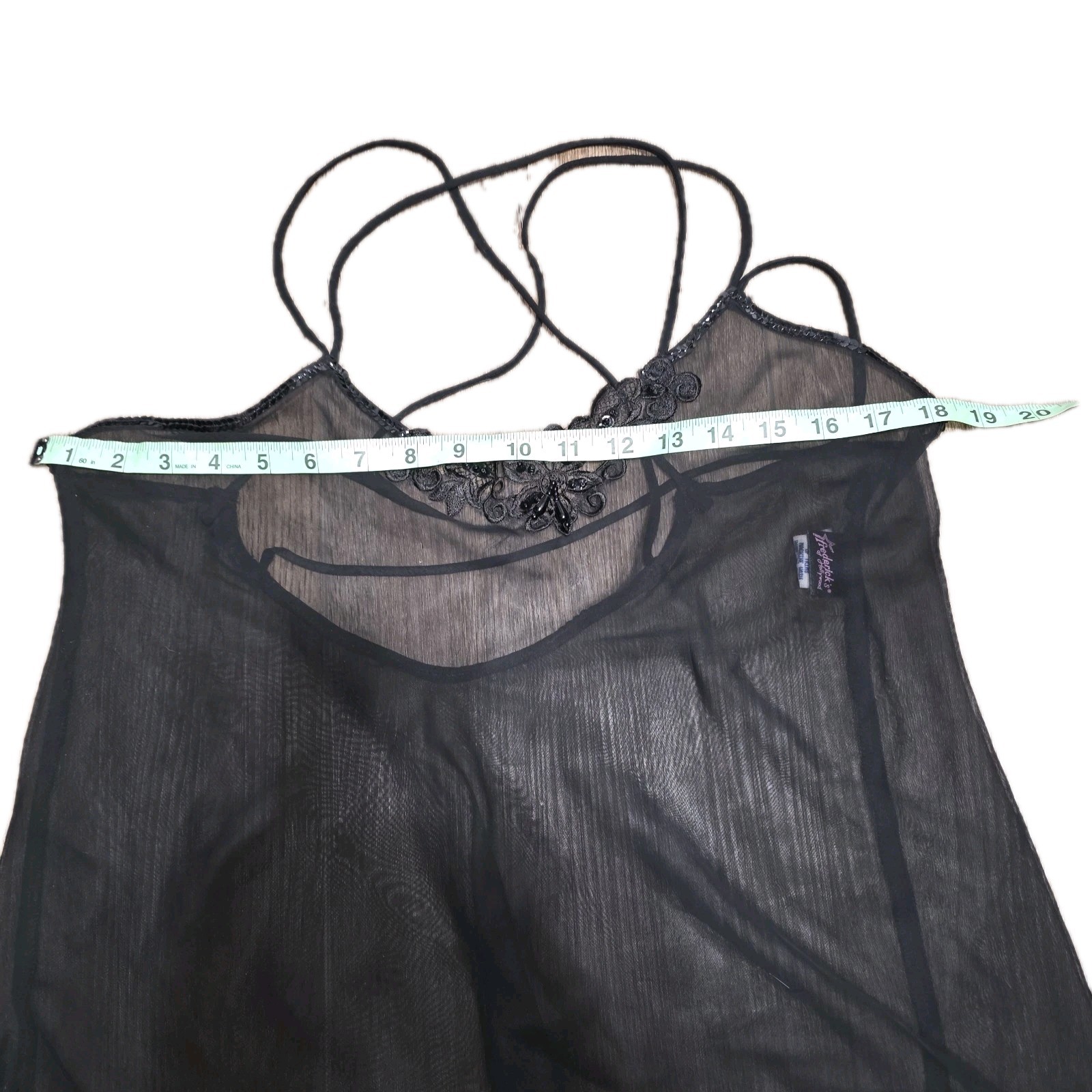 Vintage Frederick’s Hollywood Black Sheer Lace Babydoll Slip Dress Mesh Y2K S