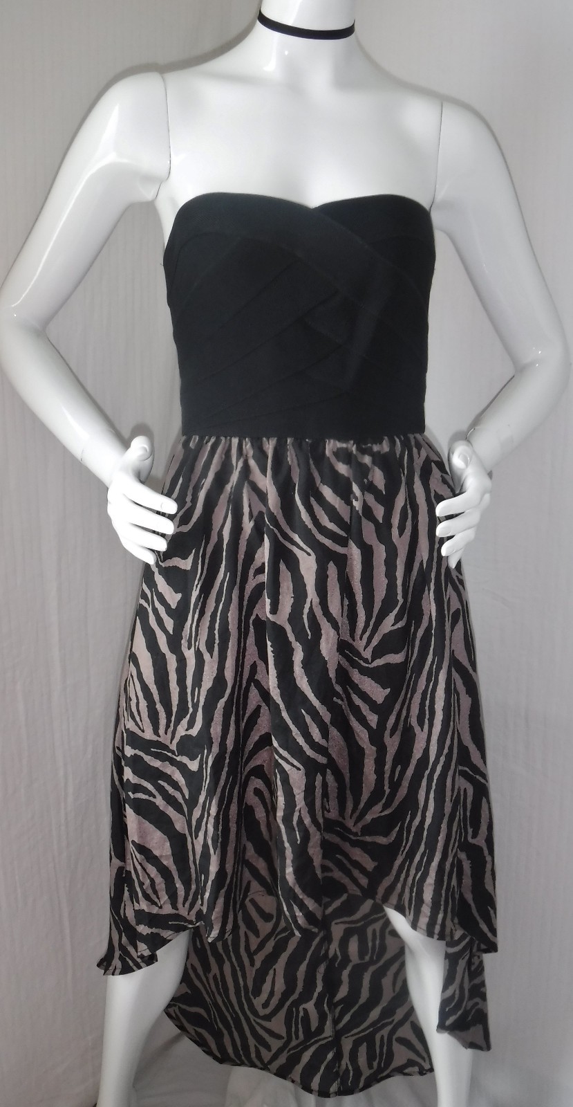 VTG 90s NWT FREDERICKS of HOLLYWOOD Bustier Asymmetrical Animal Print Dress Sm