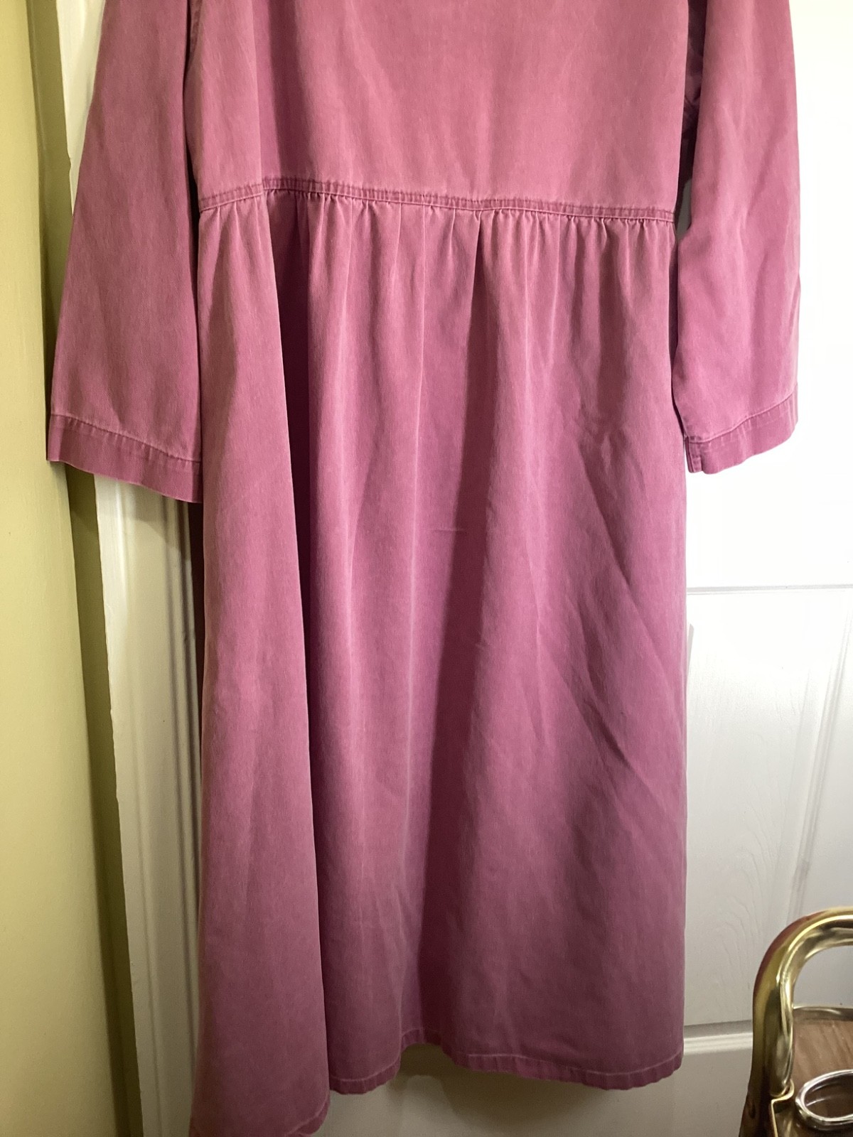 VTG 90s Sunbelt Denim Dress Mauve Button Cottagecore Prairie Cotton ~Large