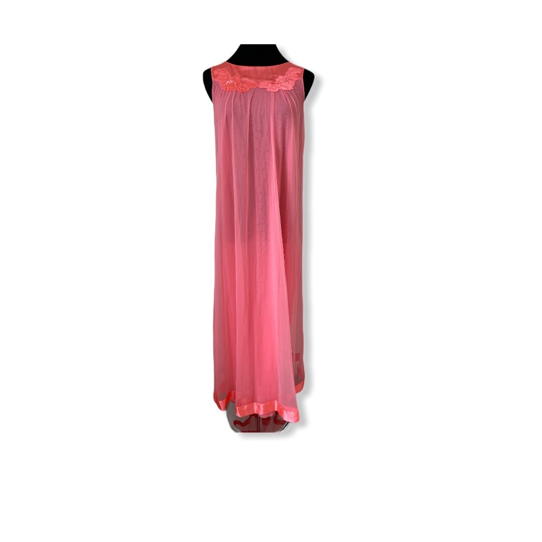 Vintage Nightgown Lingerie Chiffon Satin Nylon Gossard Artemis Petite S M