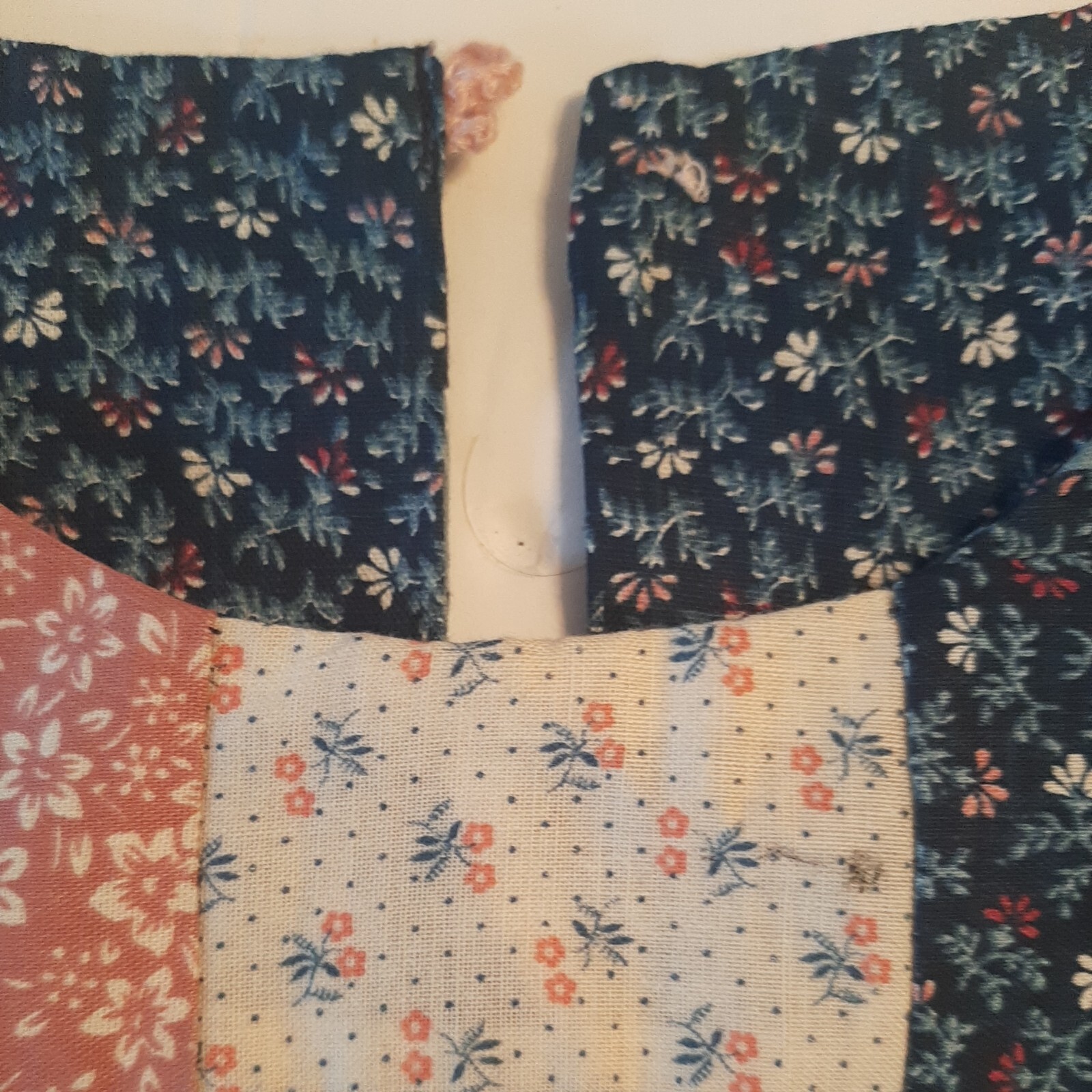 Patchwork Collar Hand Made Vintage Pink Blue Floral Cottage Core