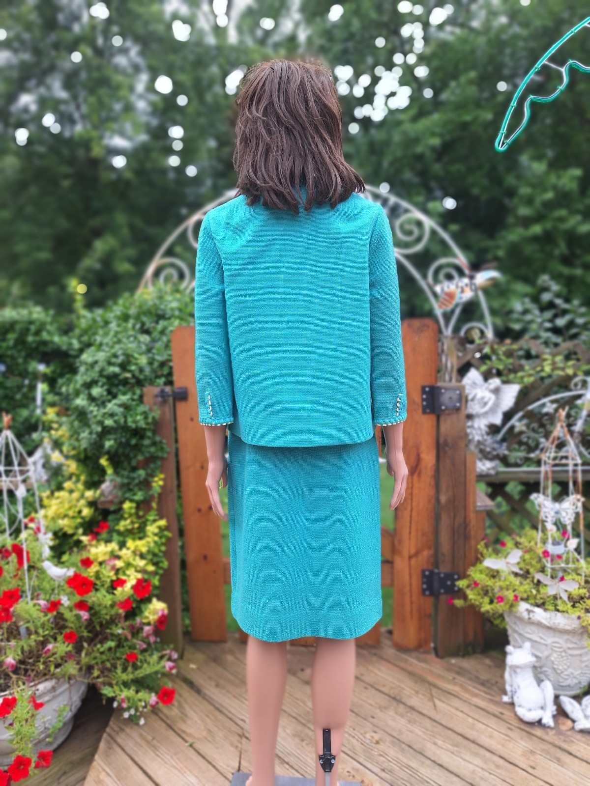 True VTG Mid-century Mod 1950s 1960s Butte Knit 100% Wool Skirt Suit Set Small