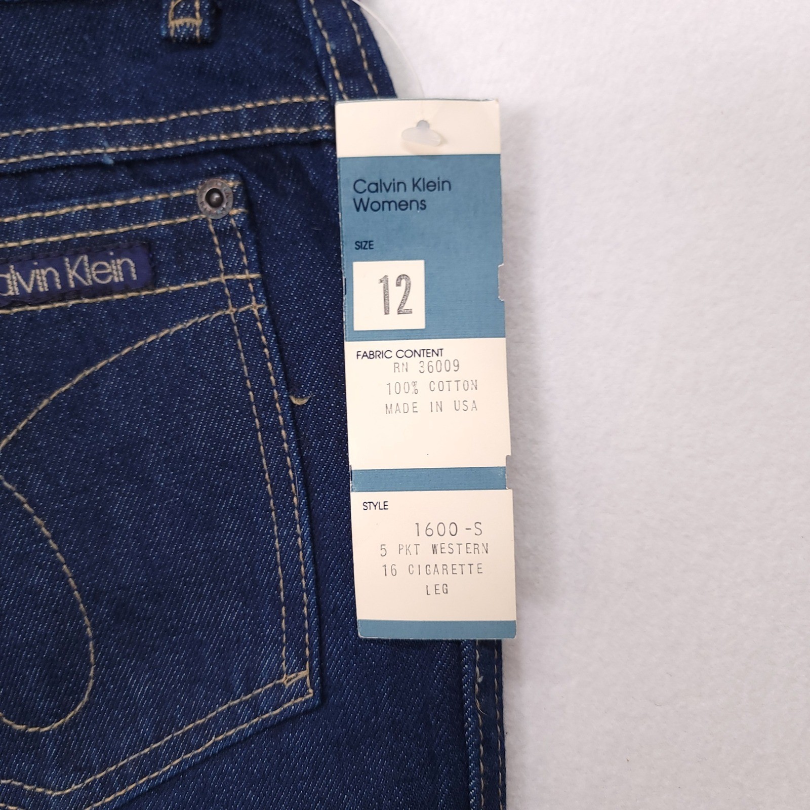 Deadstock Calvin Klein Womens High Waist Cigarette Leg Jeans Dark Wash USA 12