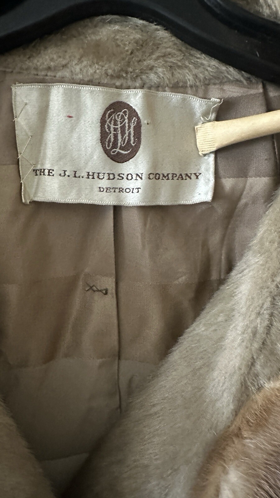 Vintage 1950s J.L Hudson Company Faux Fur Lined Swing Coat Retro