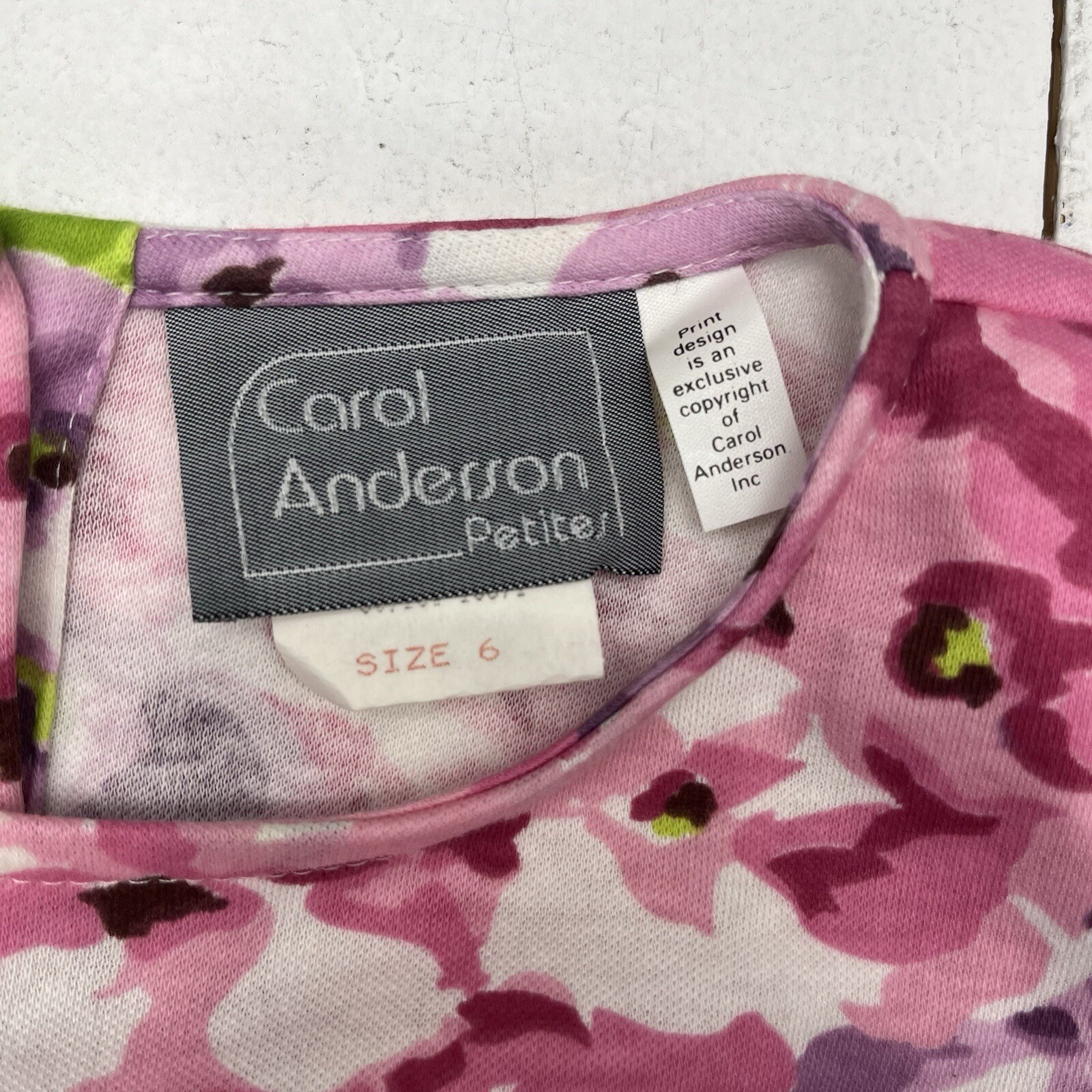 Vintage 80s 90s Carol Anderson Pink Purple Floral Dress With Belt Women’s Size 6
