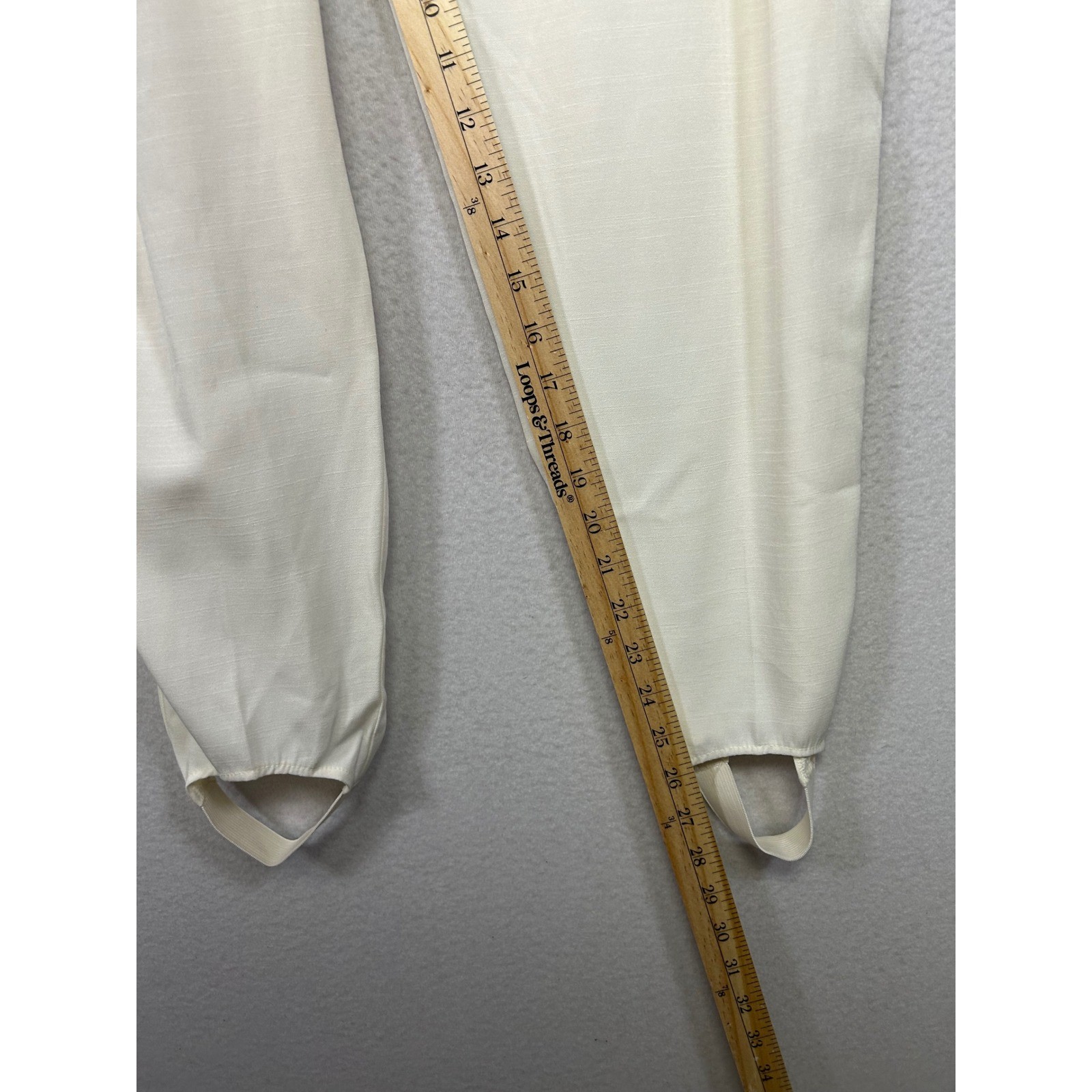 Vintage 80s Counterparts Womens 18 Cream Pleated High Waist Stirrup Pants NEW