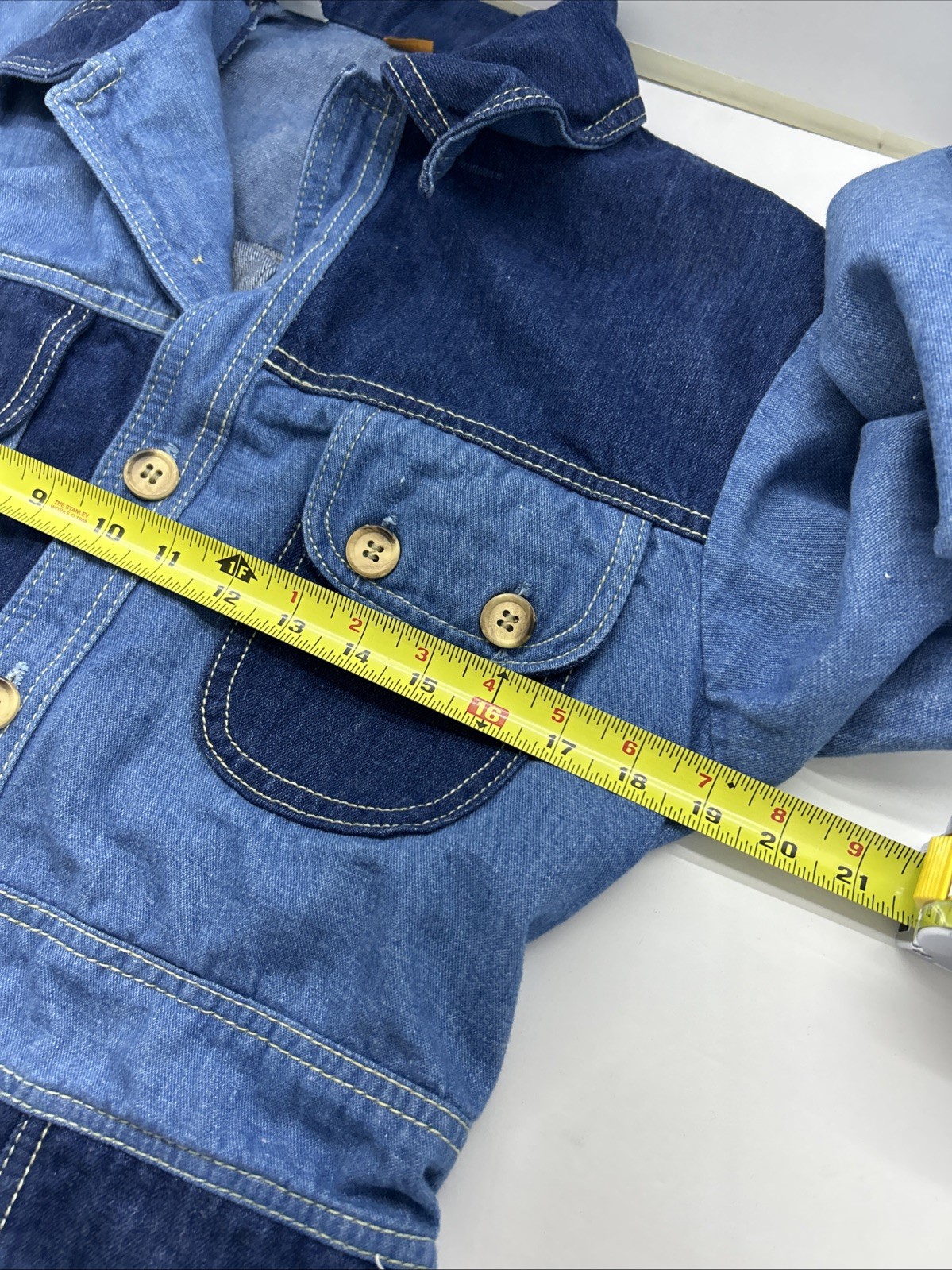 Vintage 1970s-90s Color Block Denim Farah boho Shirt Read M/L