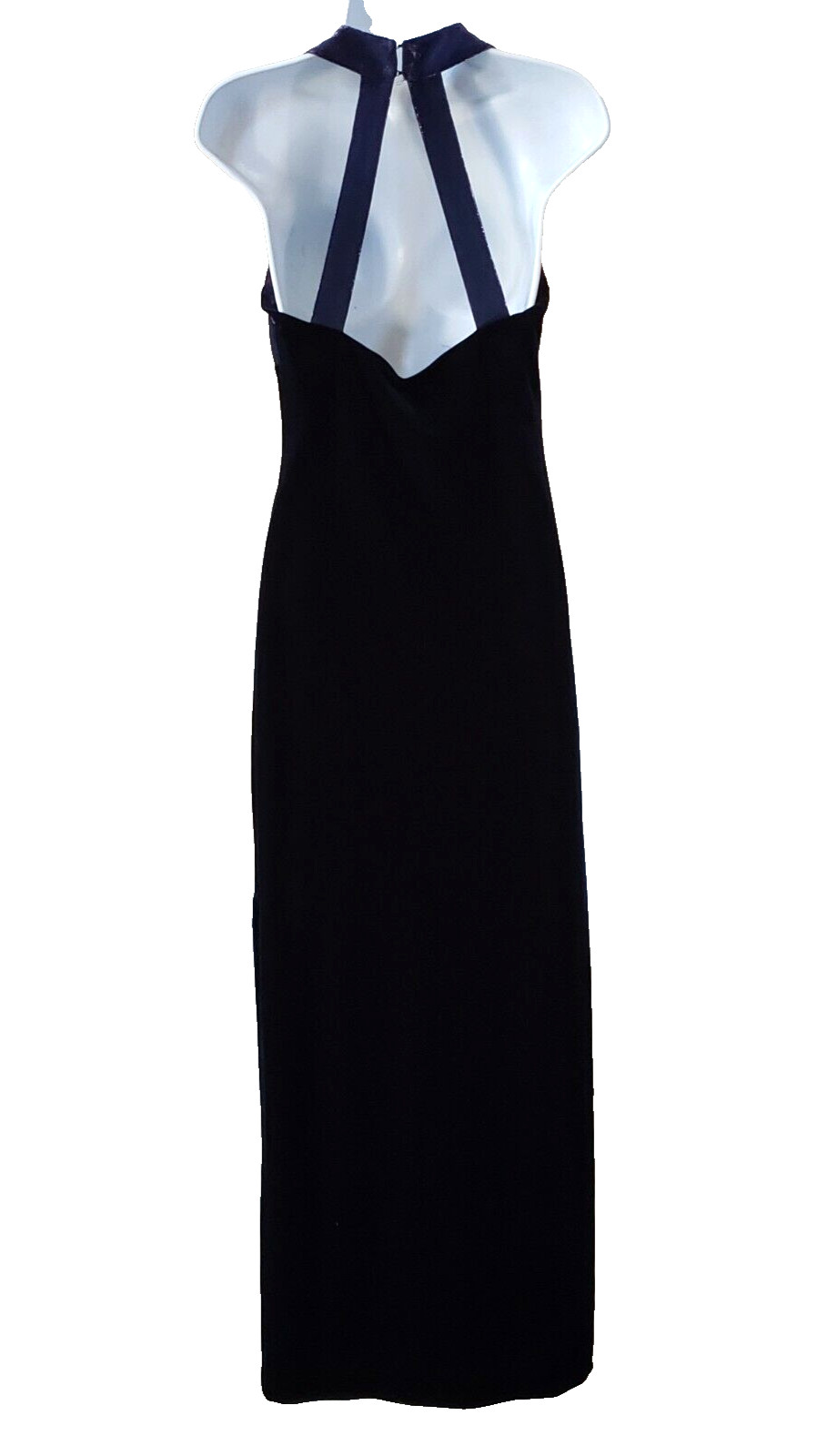Glam Vtg Blondie & Me Evening Indigo Party Evening Maxi Dress 9/10 Velvet Body