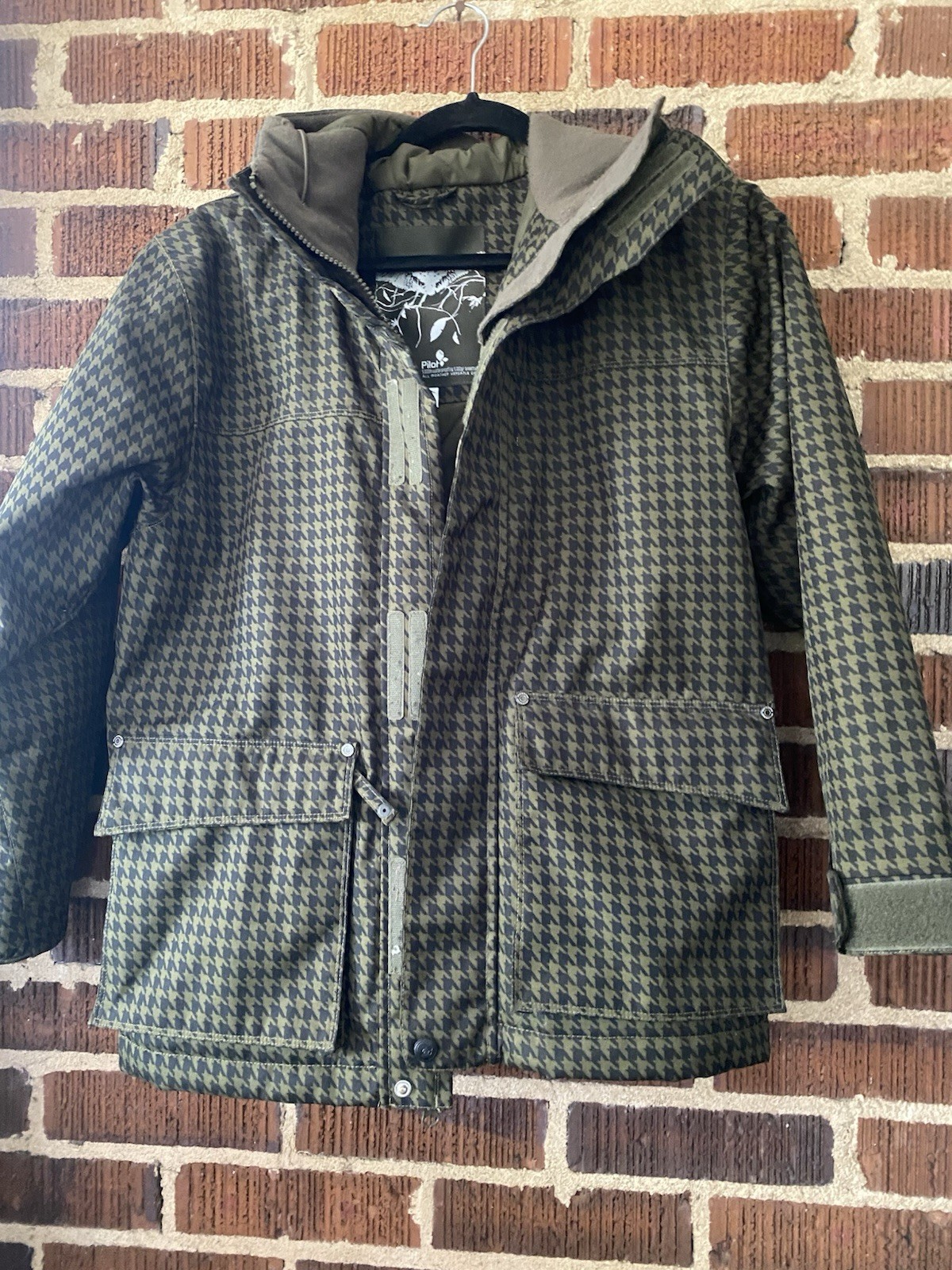 Vintage Billabong Outerwear Hunted Quilted Rain Jacket Army Green Black Size M