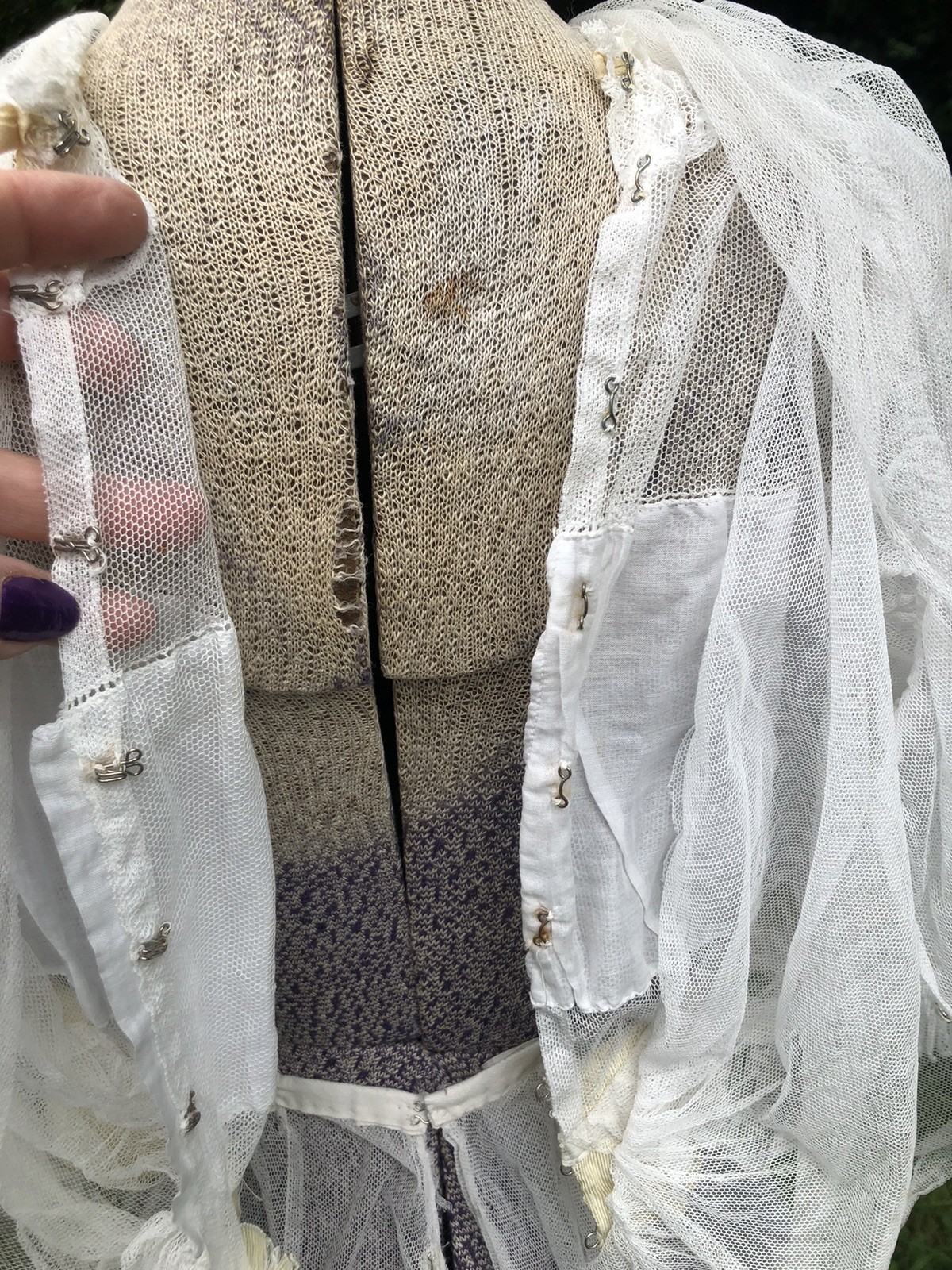 Vintage Edwardian Ethereal 1900’s Sheer Net Embroidery Bodice Skirt B 34” W 28”