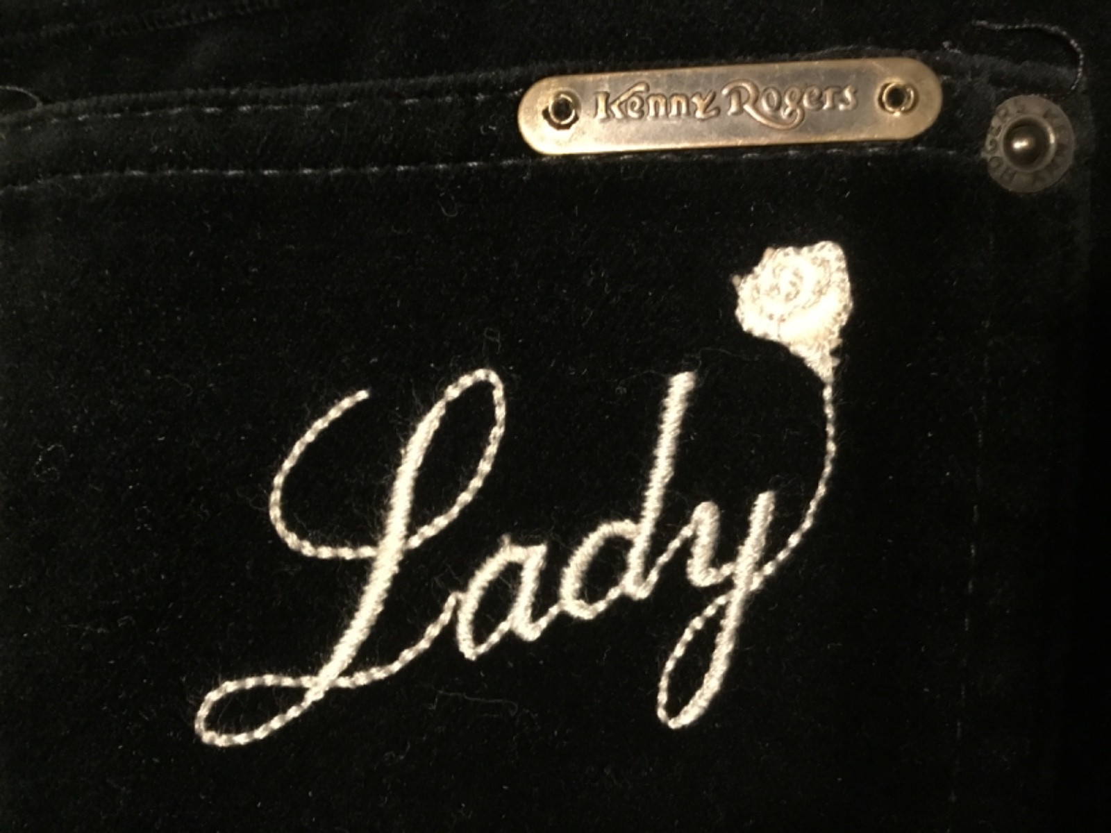 KENNY ROGERS BRAND, ONE OF A KIND, UNWORN BLACK VELVET VINTAGE PANTS, SIZE S