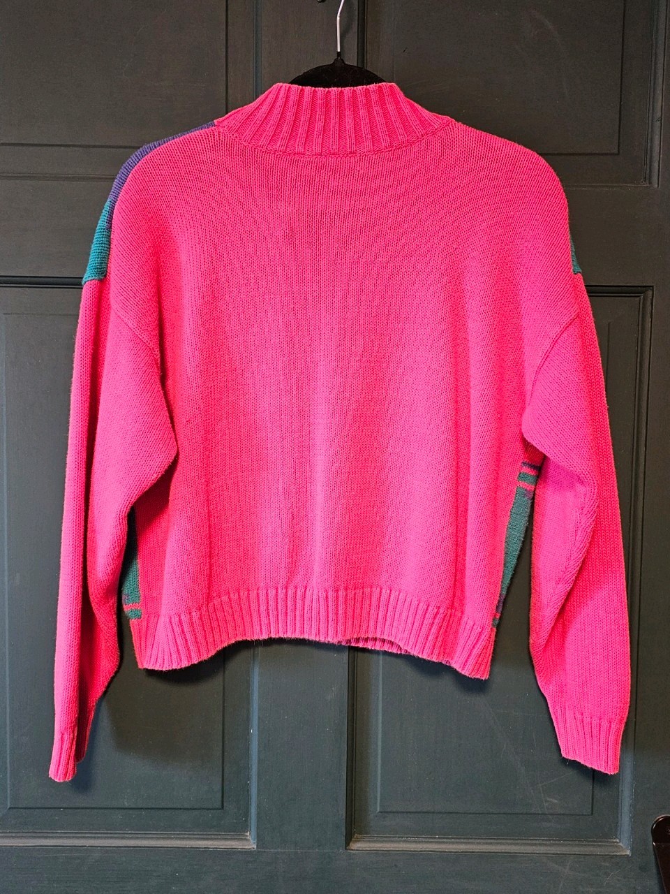 Vintage 80s 90s Nuovo Southwestern Aztec Sweater M Pink Purple Geometric Tribal