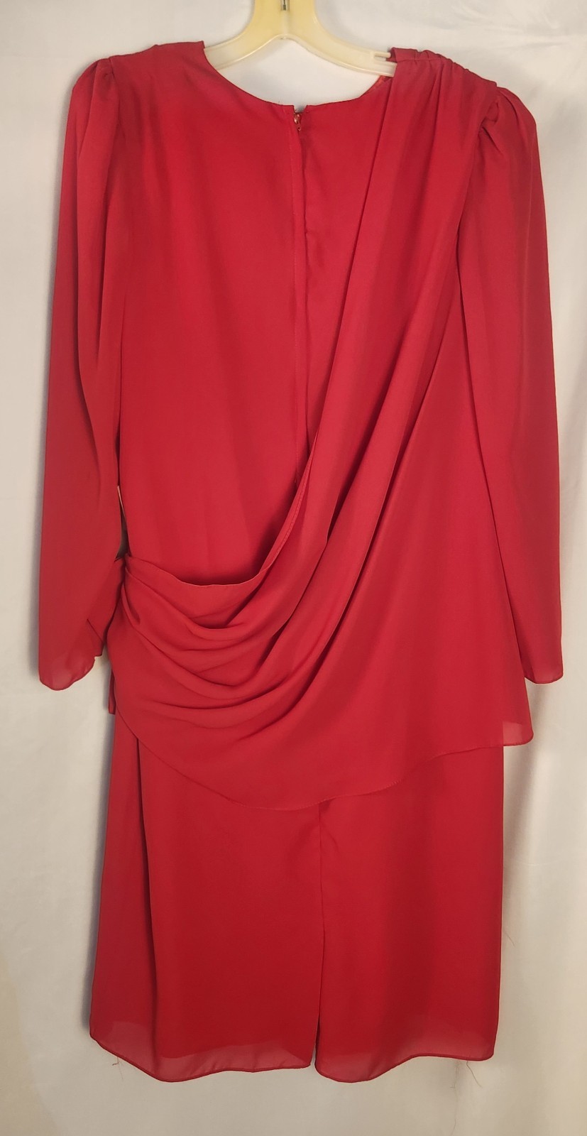 Vintage 80s Red Draped Front/Side Bow With Rhinestones Valentine Dress 15/16