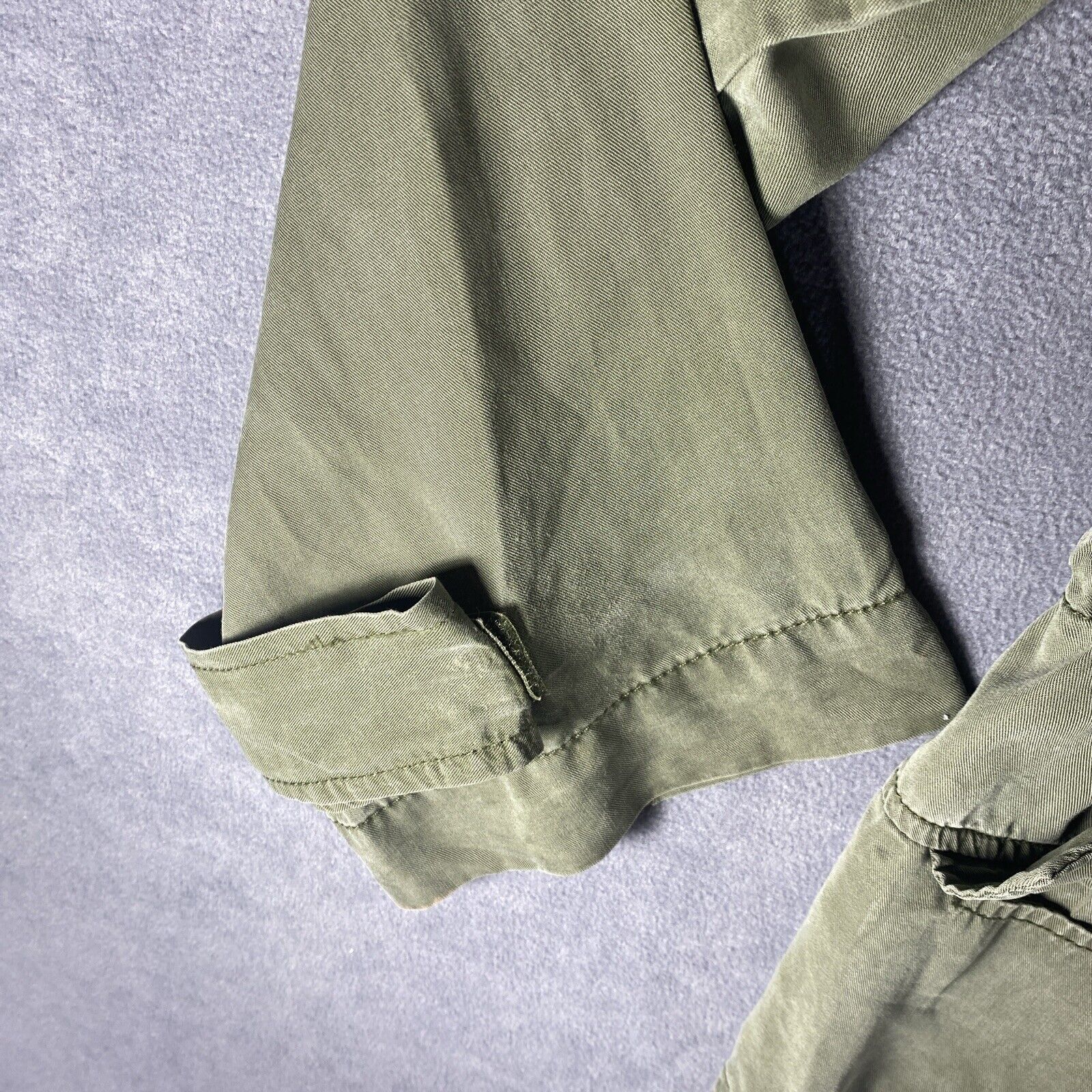 VTG Y2K Women’s Utility Cargo Jacket Medium Army Green Cinched Waist Embroidered