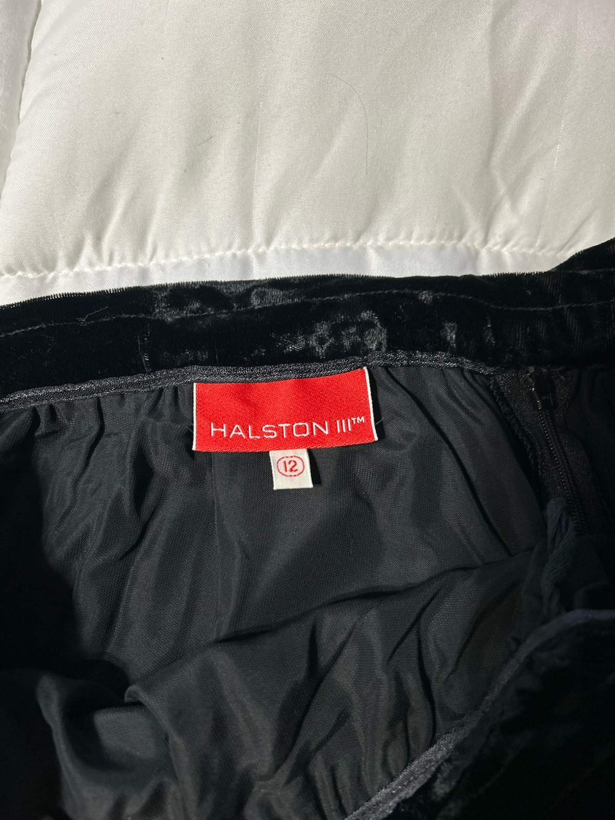 Vintage 1980s Halston III Crushed Velvet Black Skirt