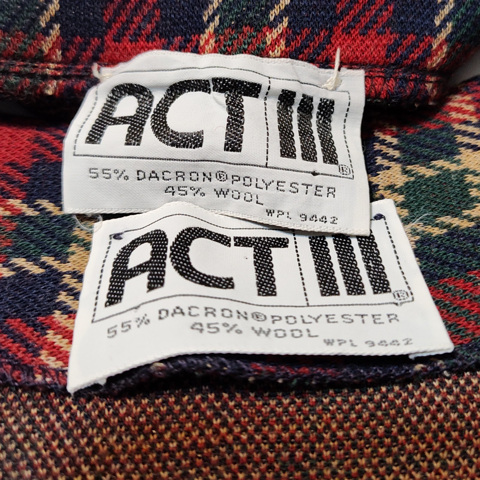 Act III Vintage Red Plaid Skirt & Vest Set Wool Blend M (Marked 14)
