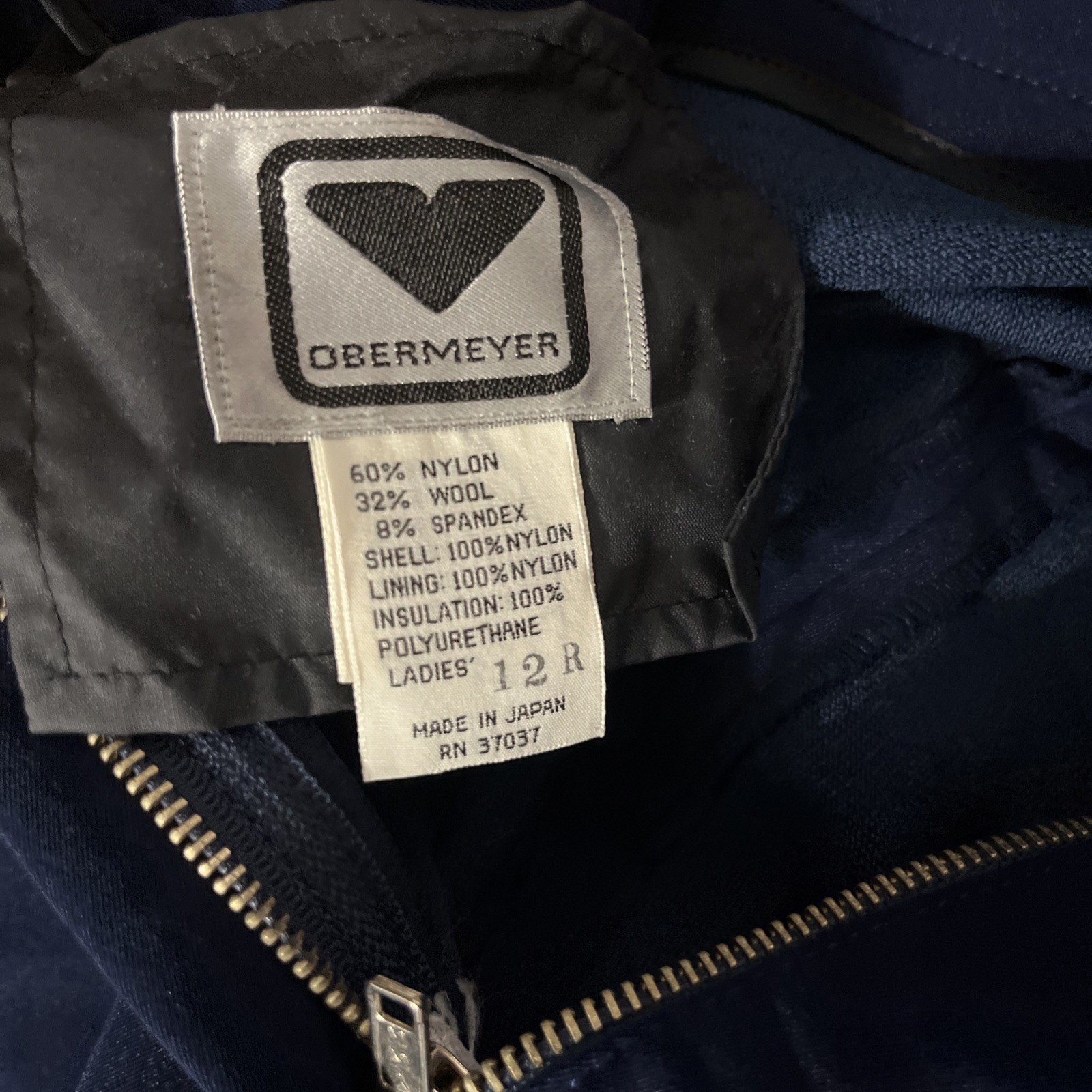 Vintage OBERMEYER RN 37037 COURTNEY LADIES 12R Lined snow pants Blue NWT