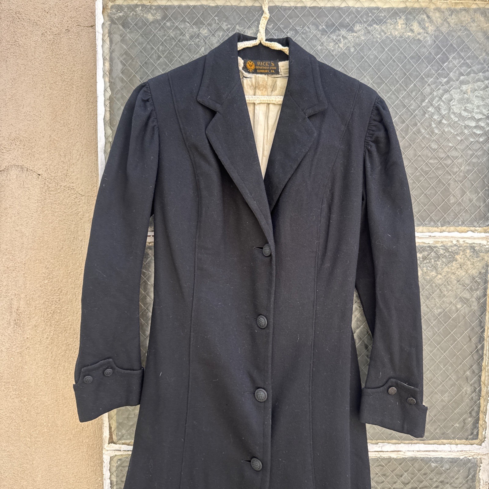 Antique Edwardian Coat Black Wool Riding Dress Jacket Victorian Vintage