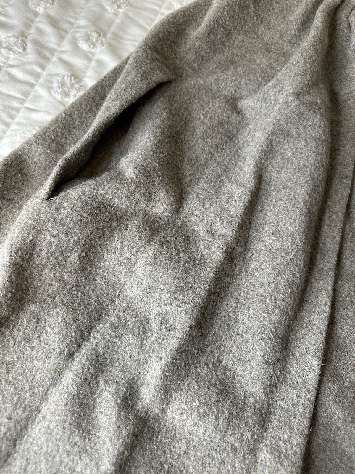 VTG Wool Opera Cape poncho Coat Cloak Blanket O/S Warm Fur Trim Pockets Hippie