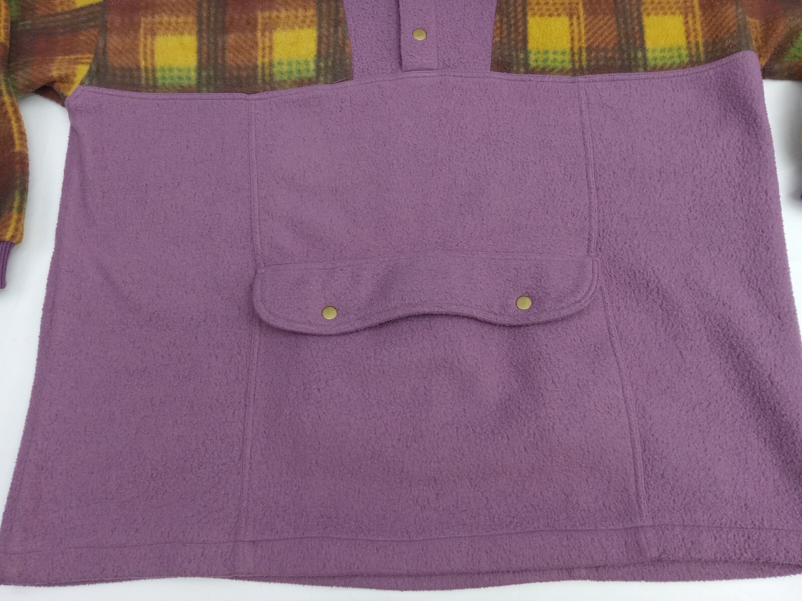 Vintage 1980s ZIP CODE Hoodi Women M Fleece Purple Plaid Embroidered Logo Back