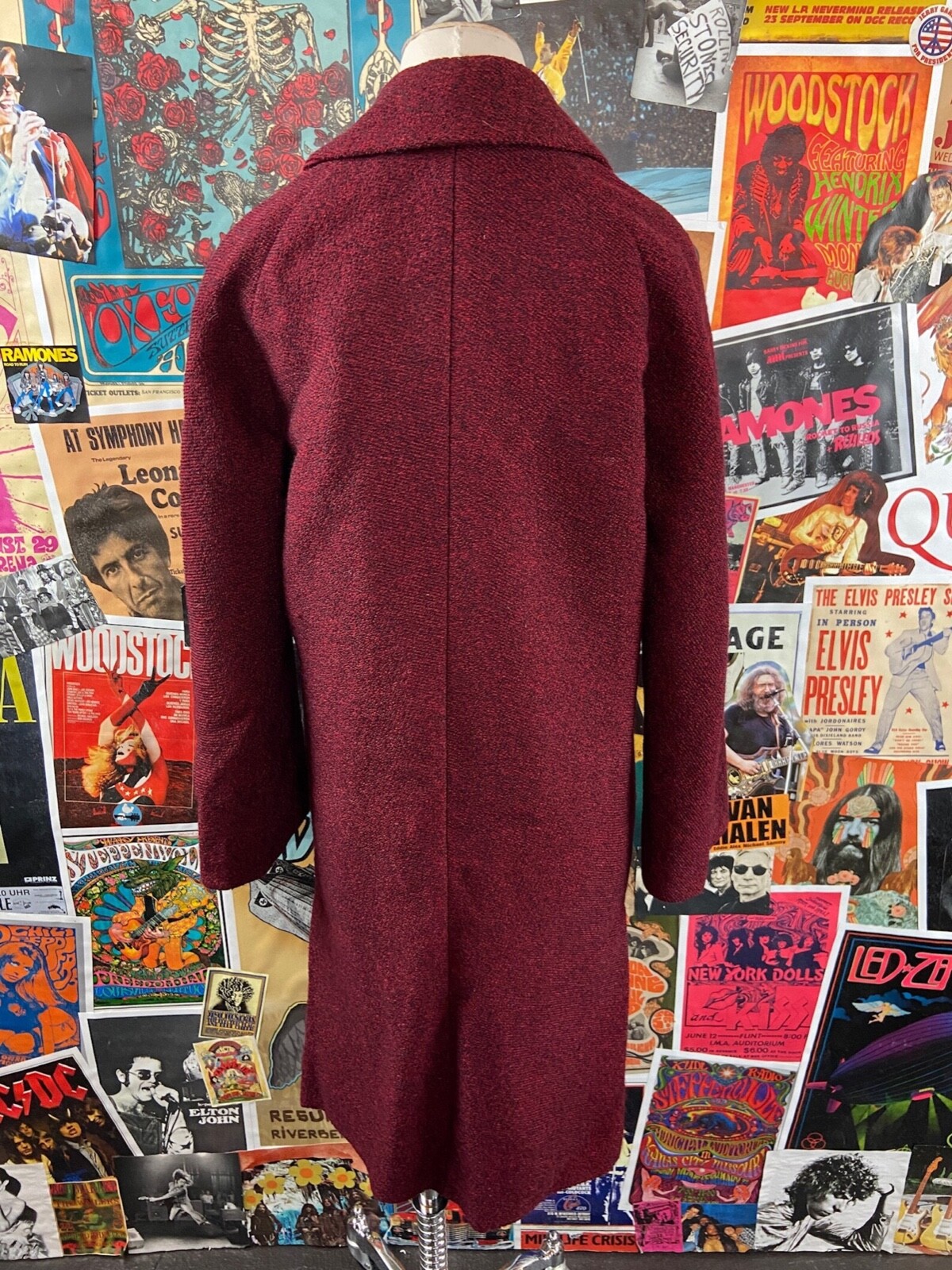 Vtg Womens 60s Red Black Single Breasted Bromleigh Wool Car Coat