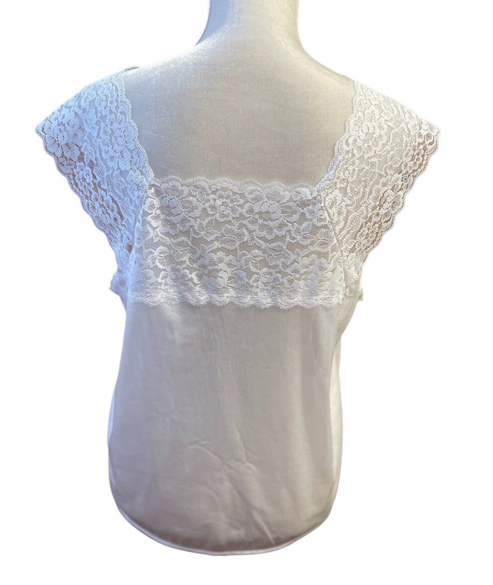 Vintage Collections Etc. Womens Semi Sheer Lace Lingerie Top White Large Lagom