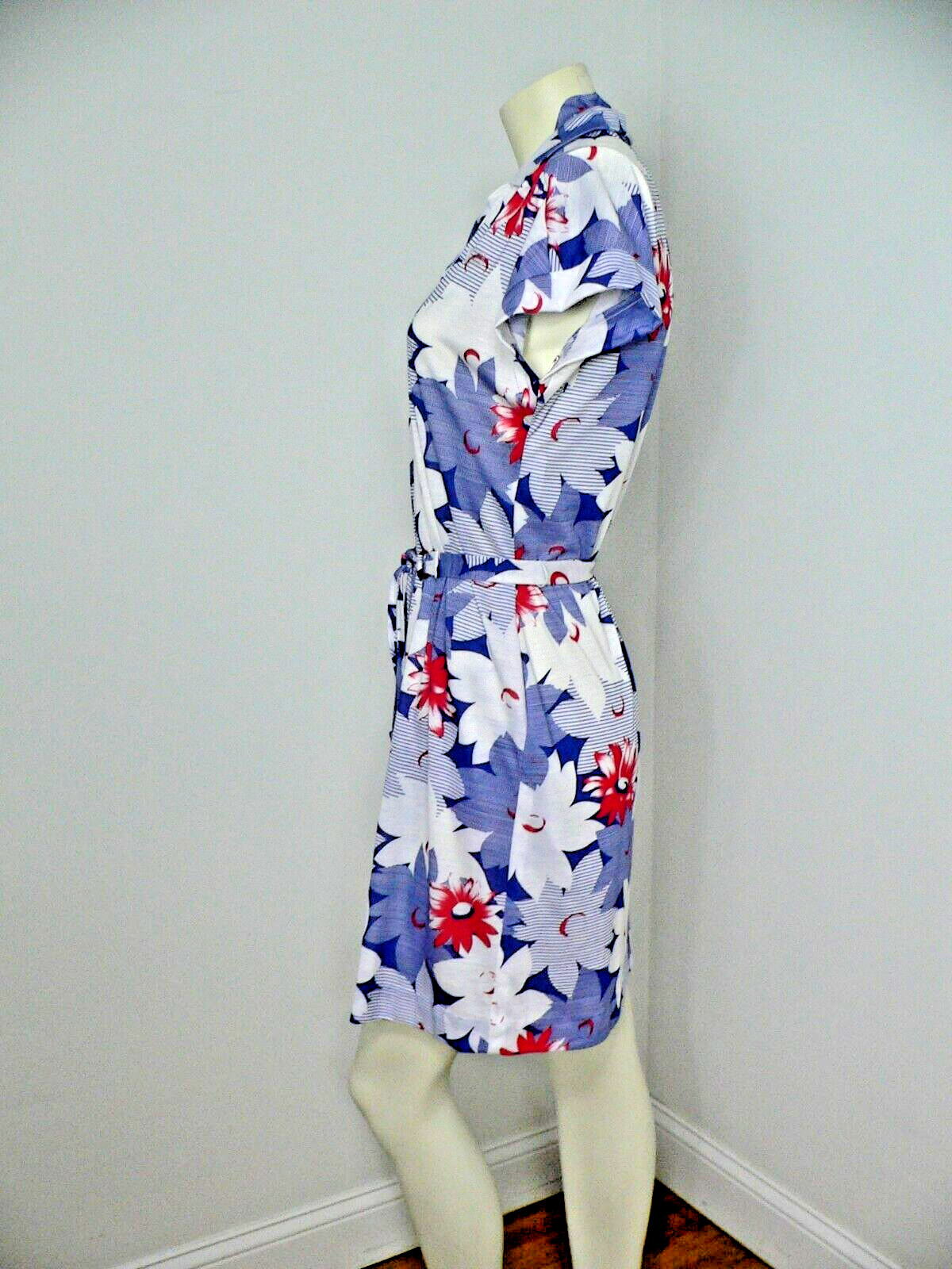 Vintage 1960’s – 70’s A Nancy Frock Red, White, Blue Flower Summer Dress