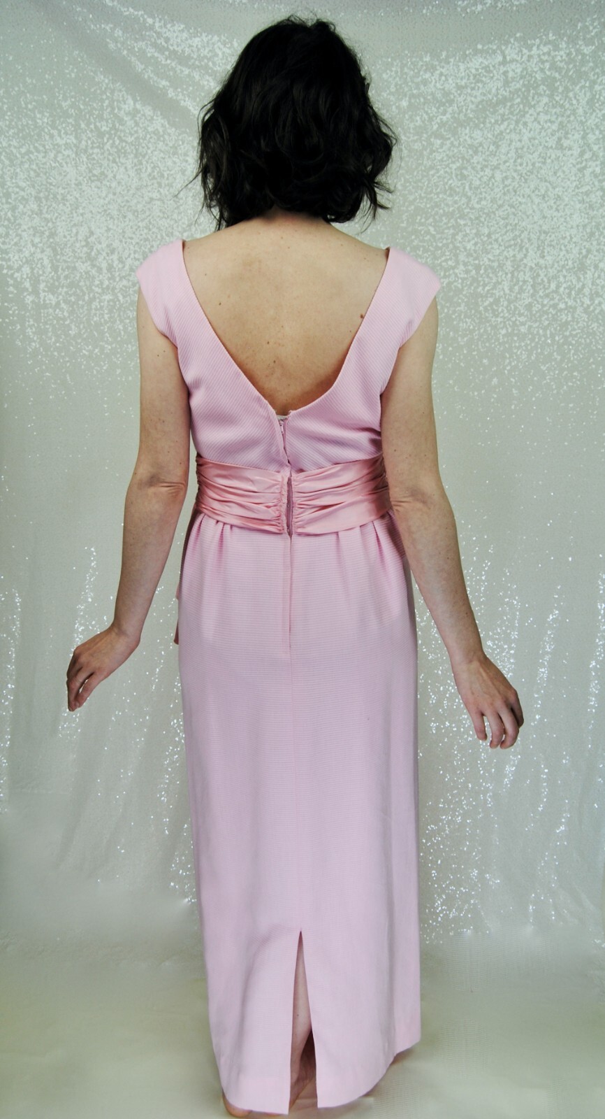1960s Vintage Jay Herbert of California Pink Formal Gown with Satin Sash – Sm
