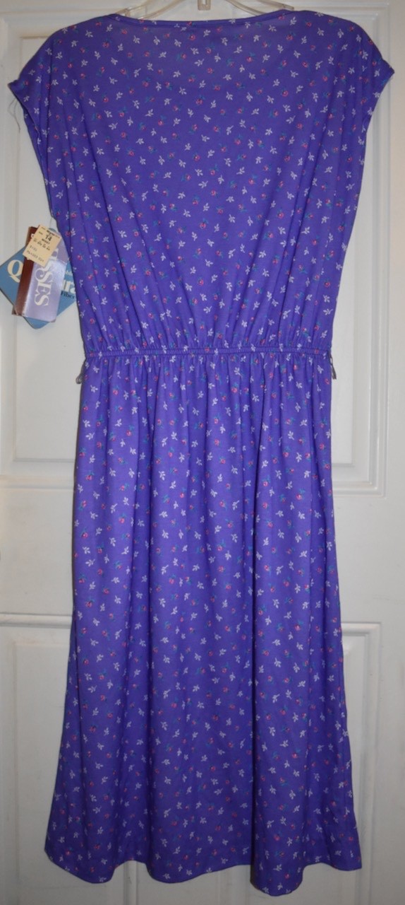 VTG NOS Womens Dress Purple Floral Union Label USA Sears See Measurements 14